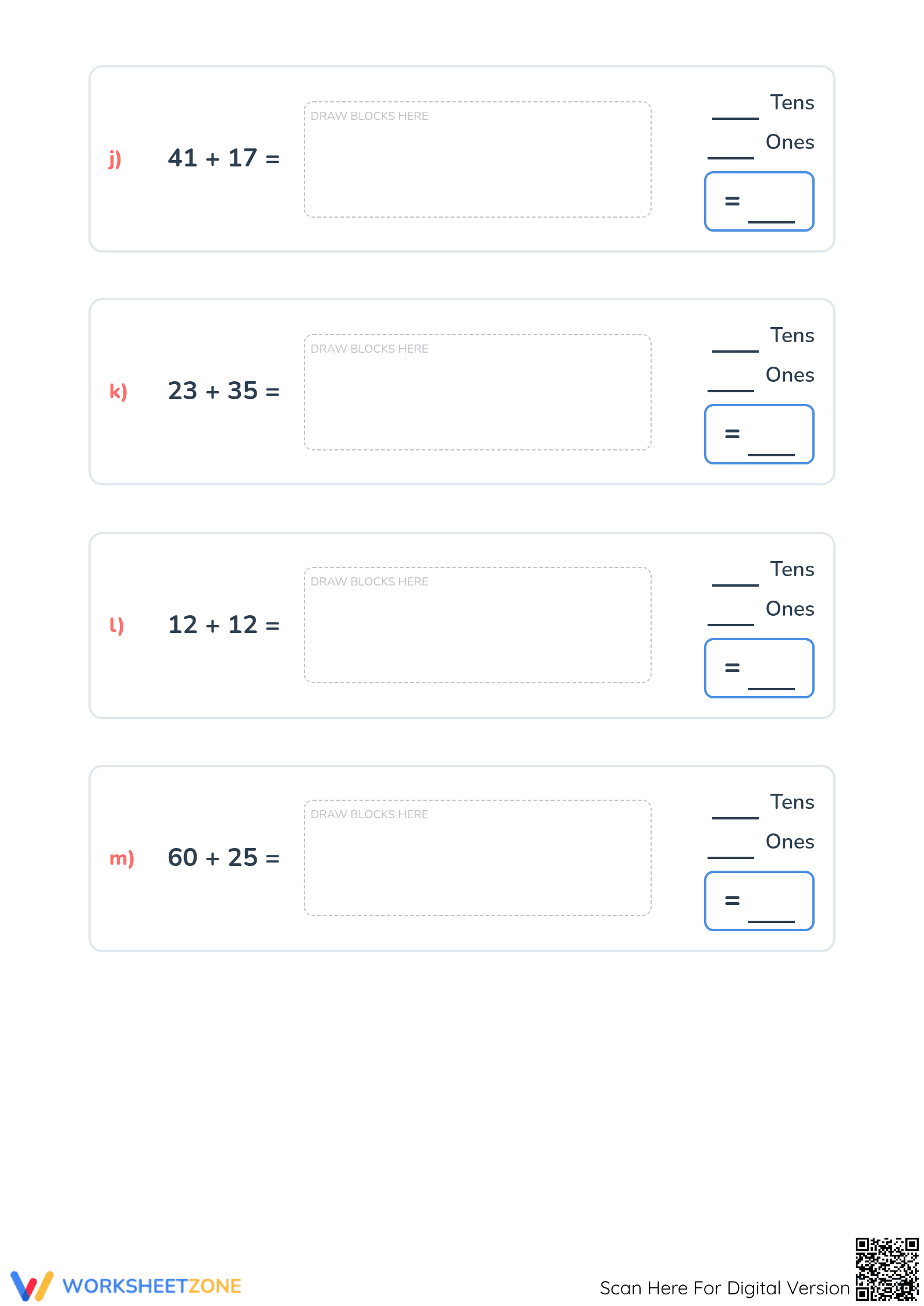 Essential Addition with Base 10 Blocks Worksheet | Grade 1-2 - Page 4