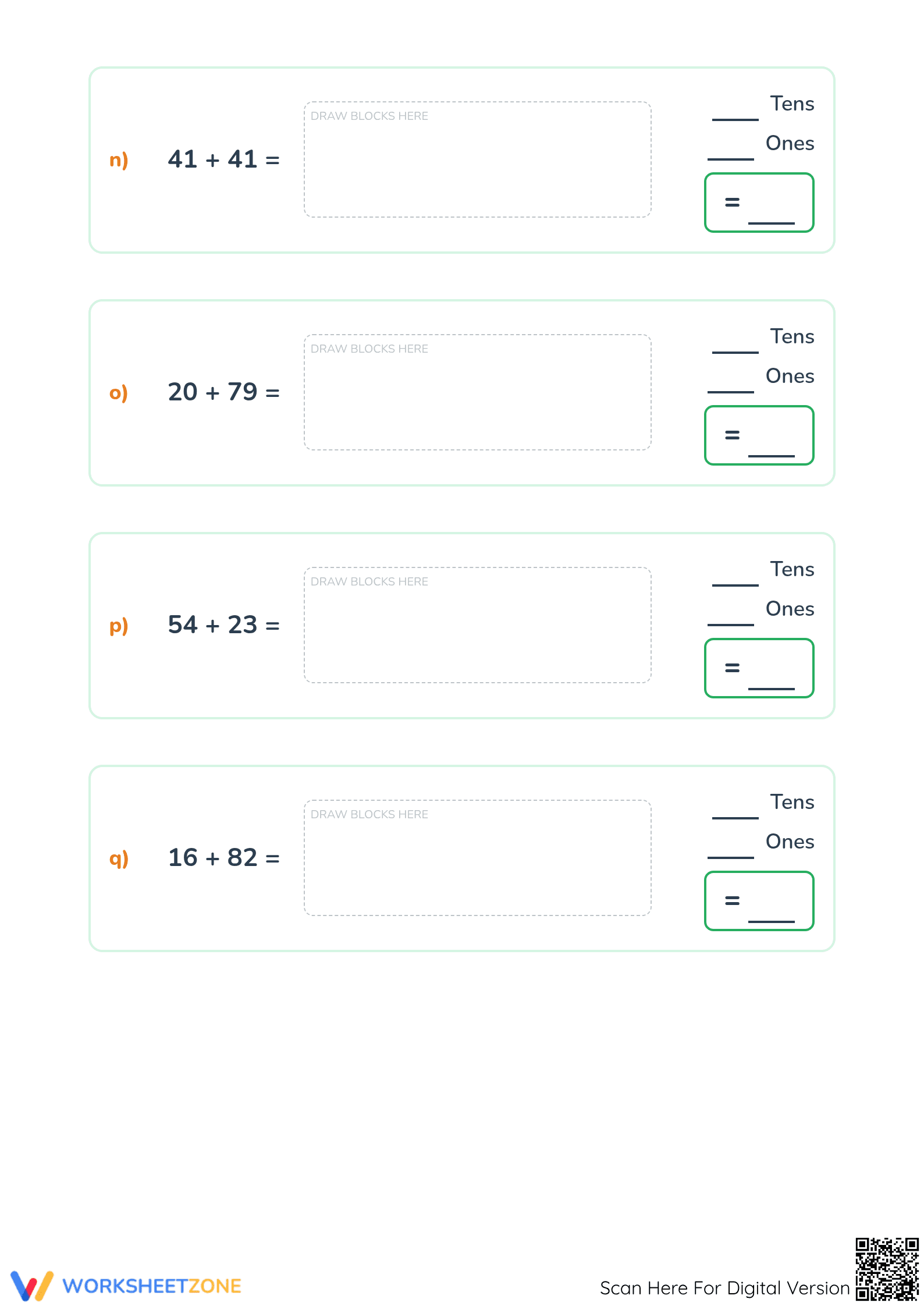 Printable Base-10 Block Addition Worksheet | Grade 1-2 Math - Page 5