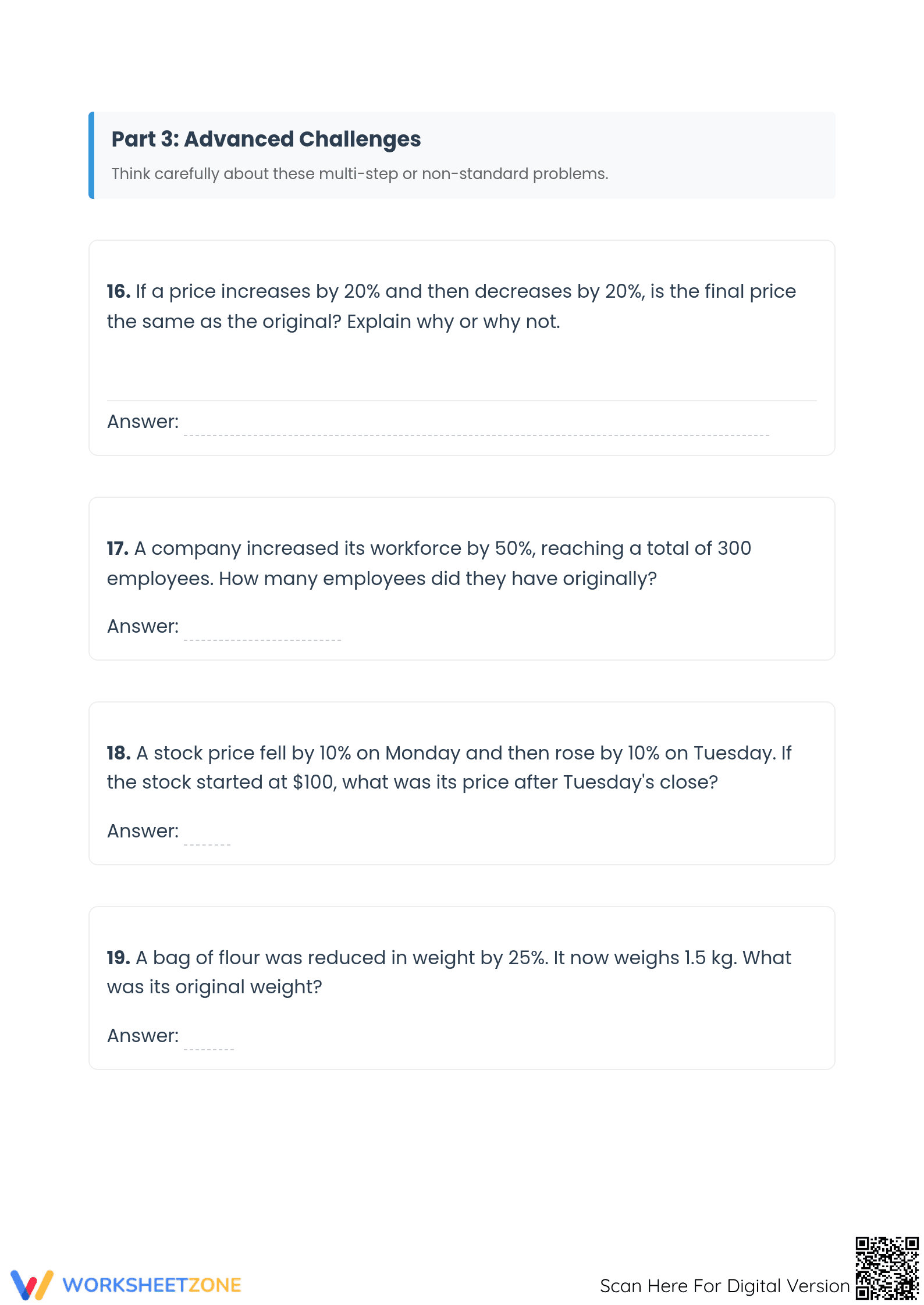 Essential Percent Increase and Decrease Worksheet | Grade 7 - Page 4