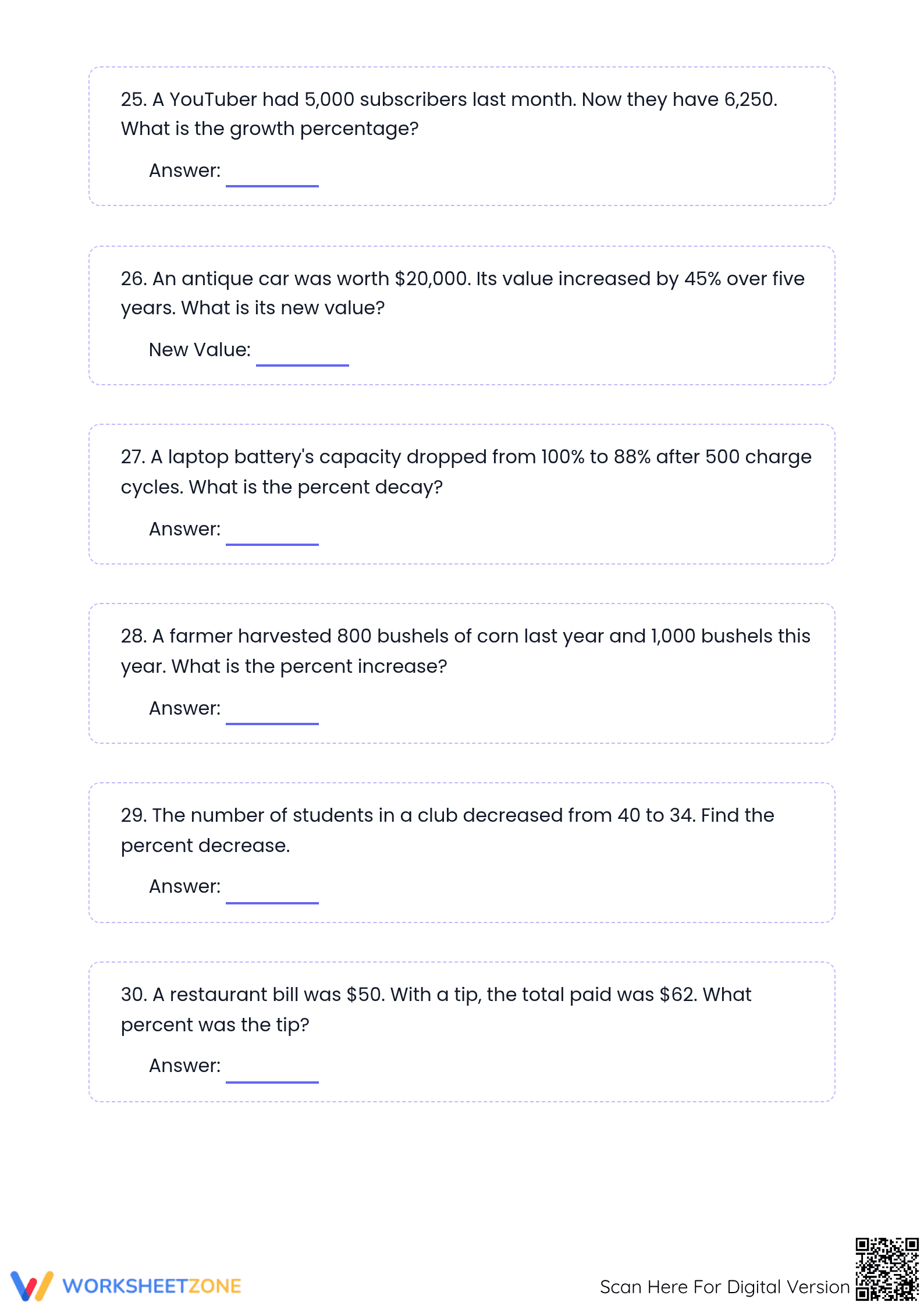Essential Percent Increase & Decrease Worksheet | Grade 7 - Page 5