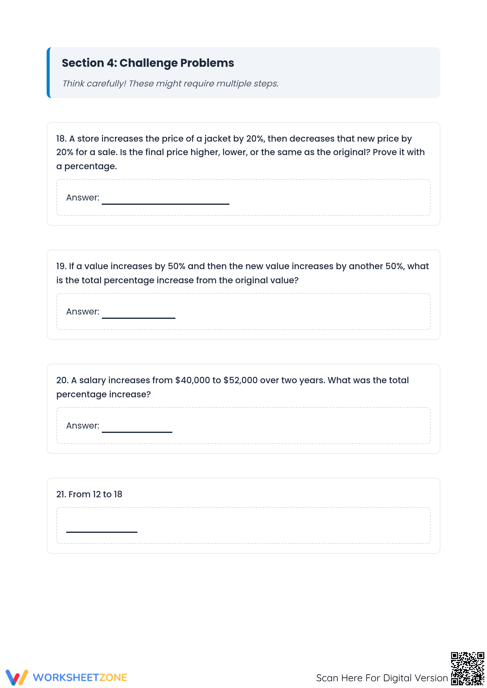 Essential Percent Increase and Decrease Worksheet | Grade 7 - Page 5