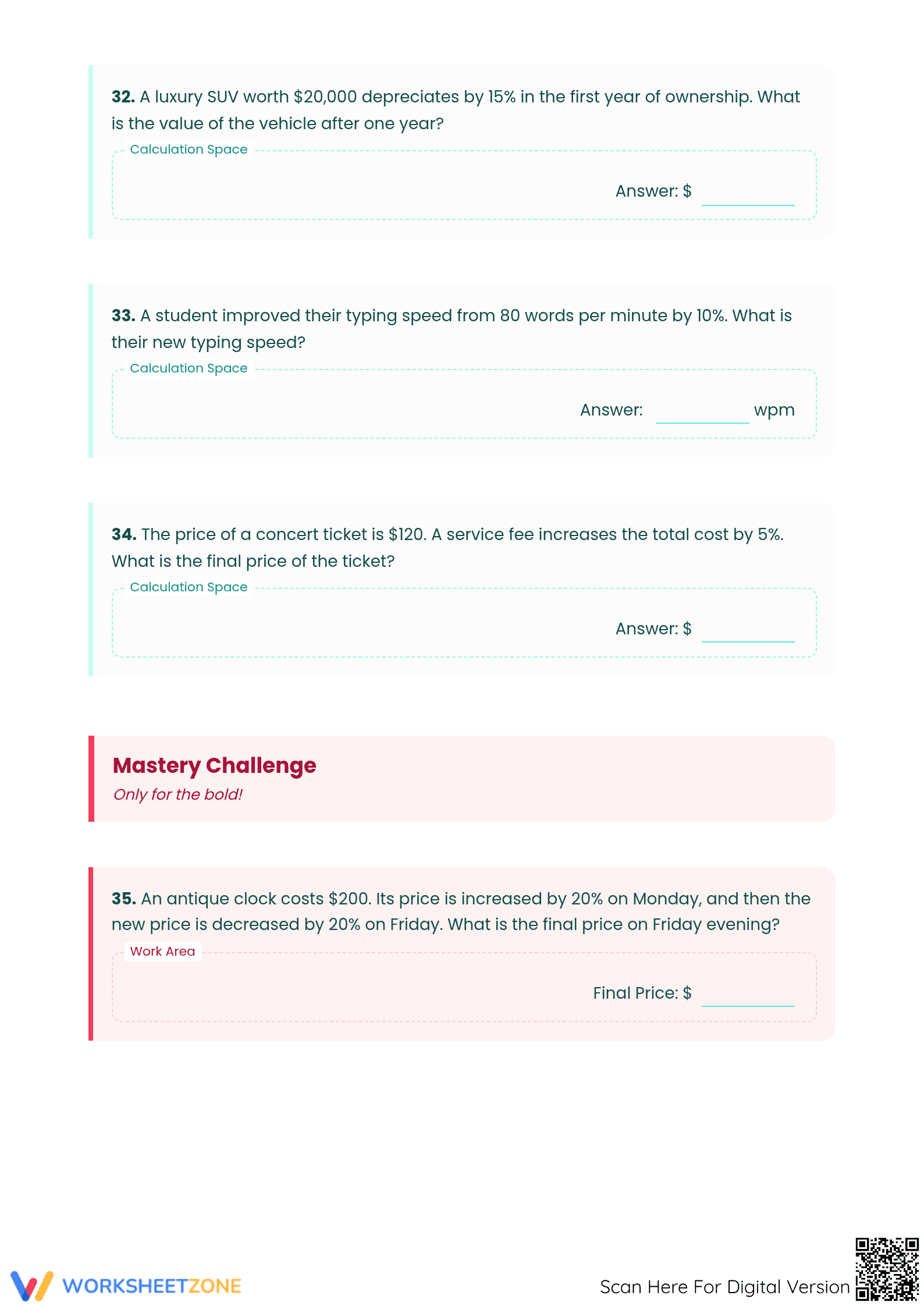 Essential Percent Increase and Decrease Worksheet | Grade 7 - Page 4