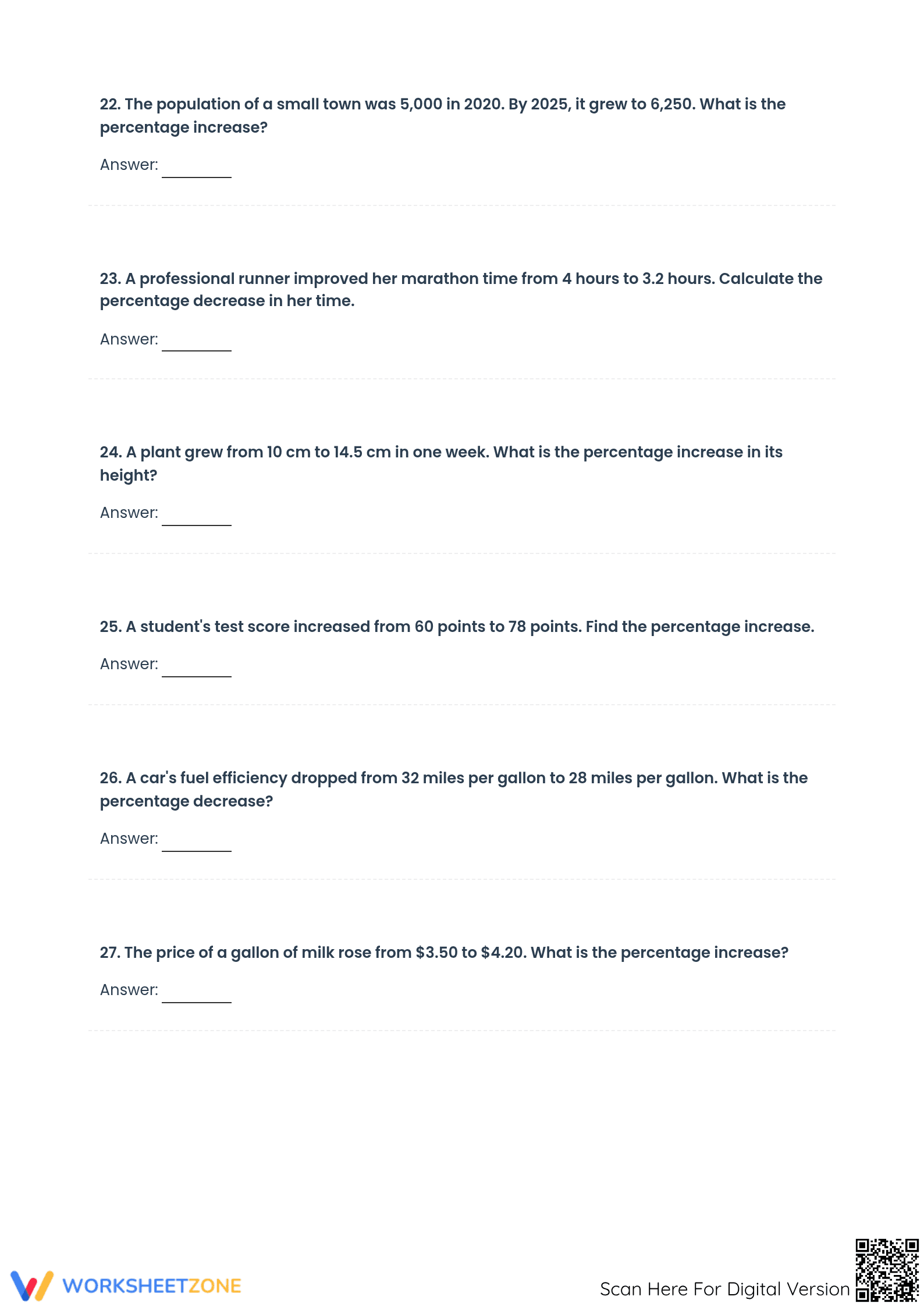 Essential Percent Increase and Decrease Worksheet | Grade 7 - Page 3