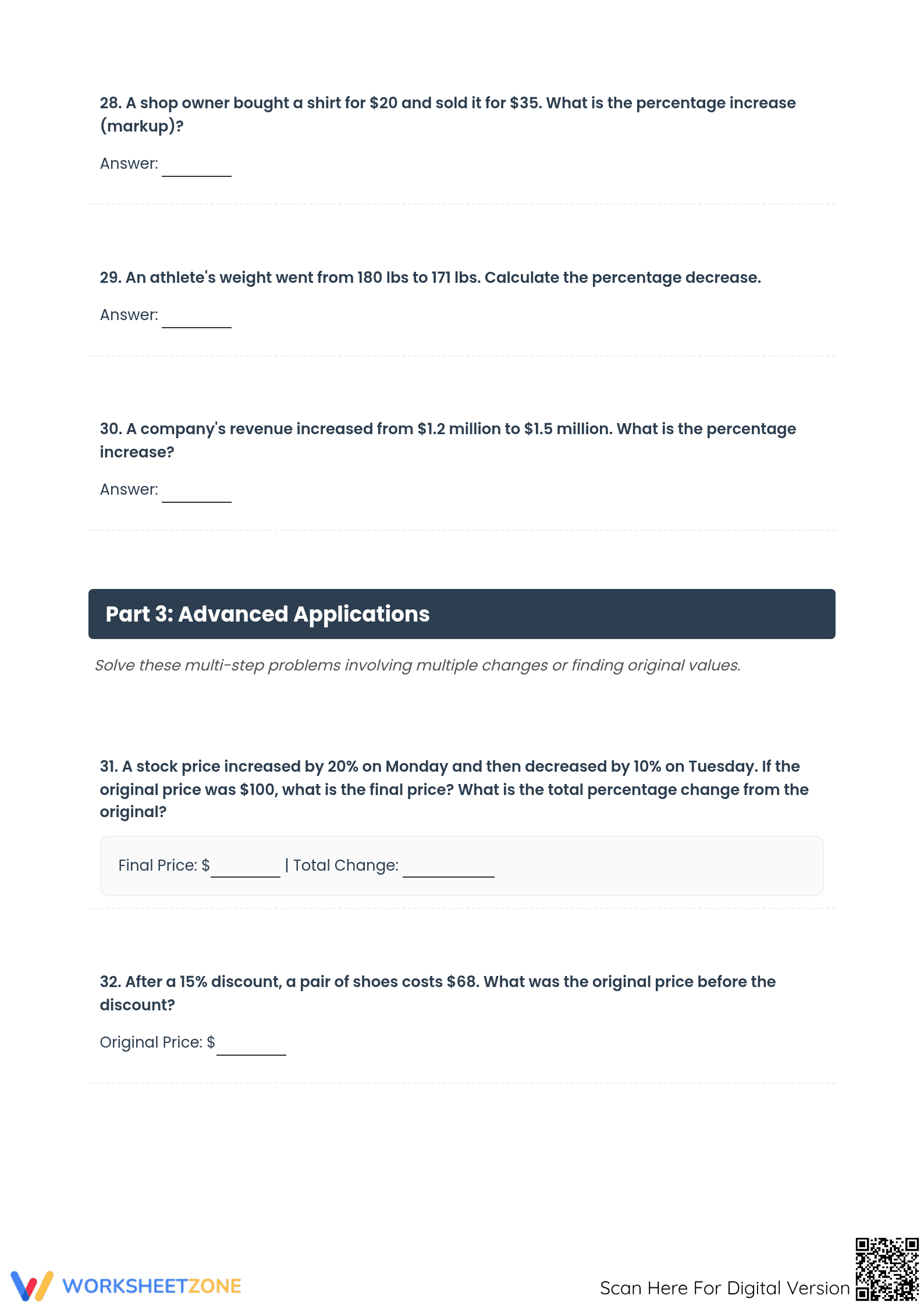 Essential Percent Increase and Decrease Worksheet | Grade 7 - Page 4