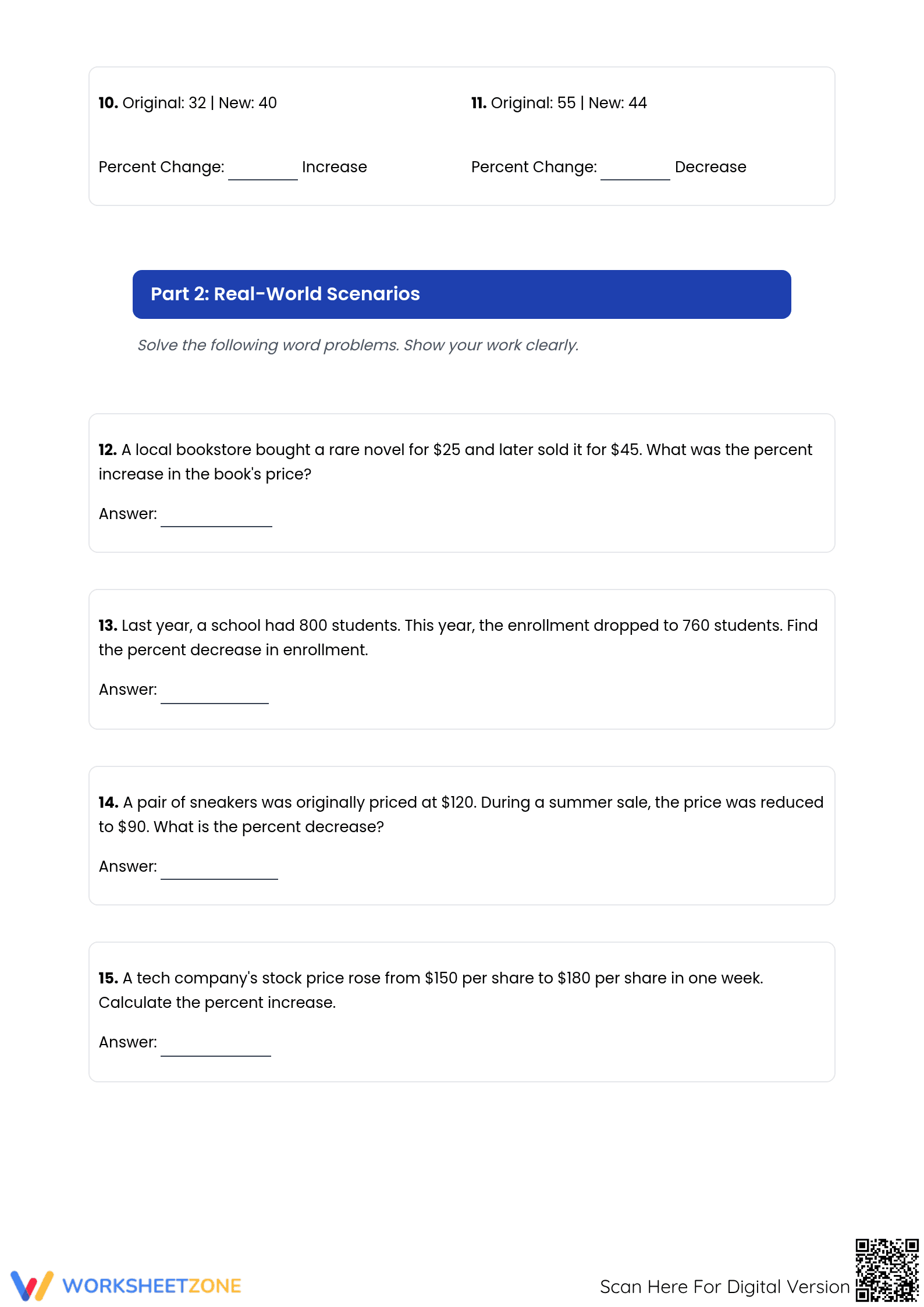 Essential Percent Increase and Decrease Worksheet | Grade 7 - Page 2