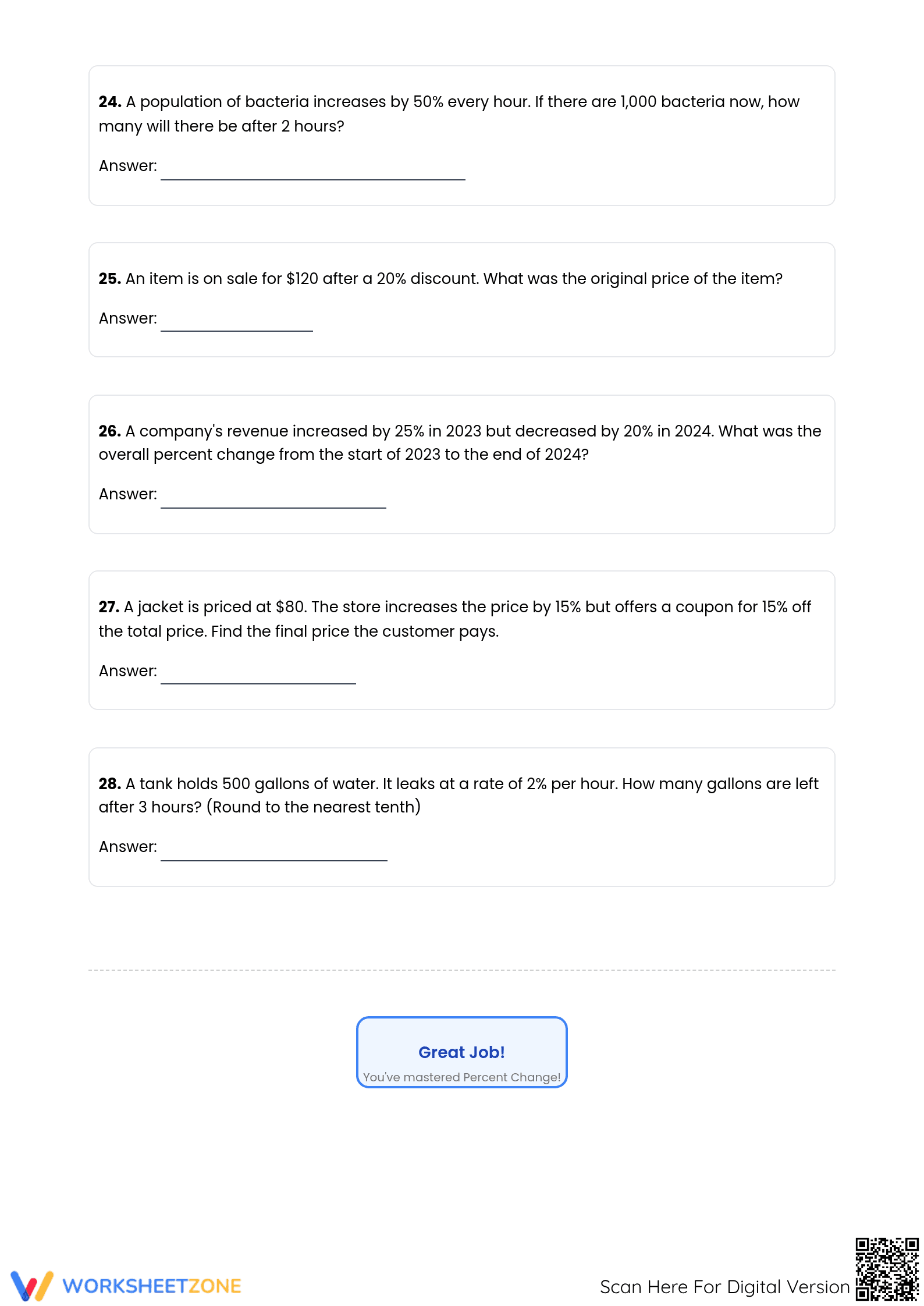 Essential Percent Increase and Decrease Worksheet | Grade 7 - Page 4