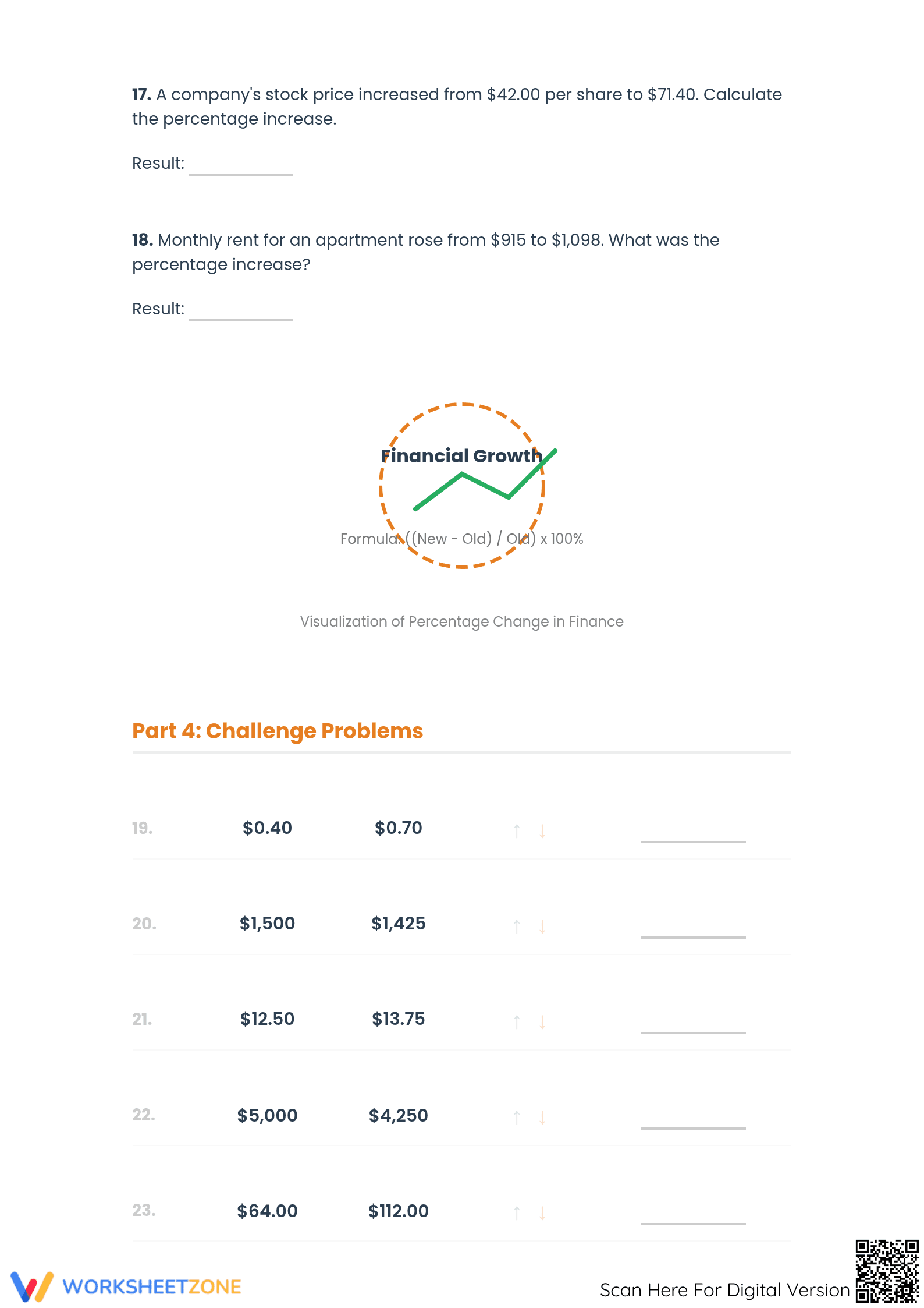 Printable Percent Increase and Decrease Worksheet | Grade 7 - Page 3