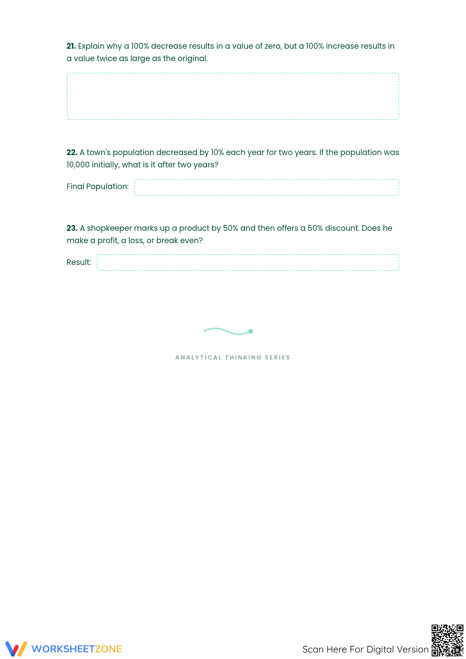 Printable Percent Increase and Decrease Worksheet | Grade 7 - Page 4