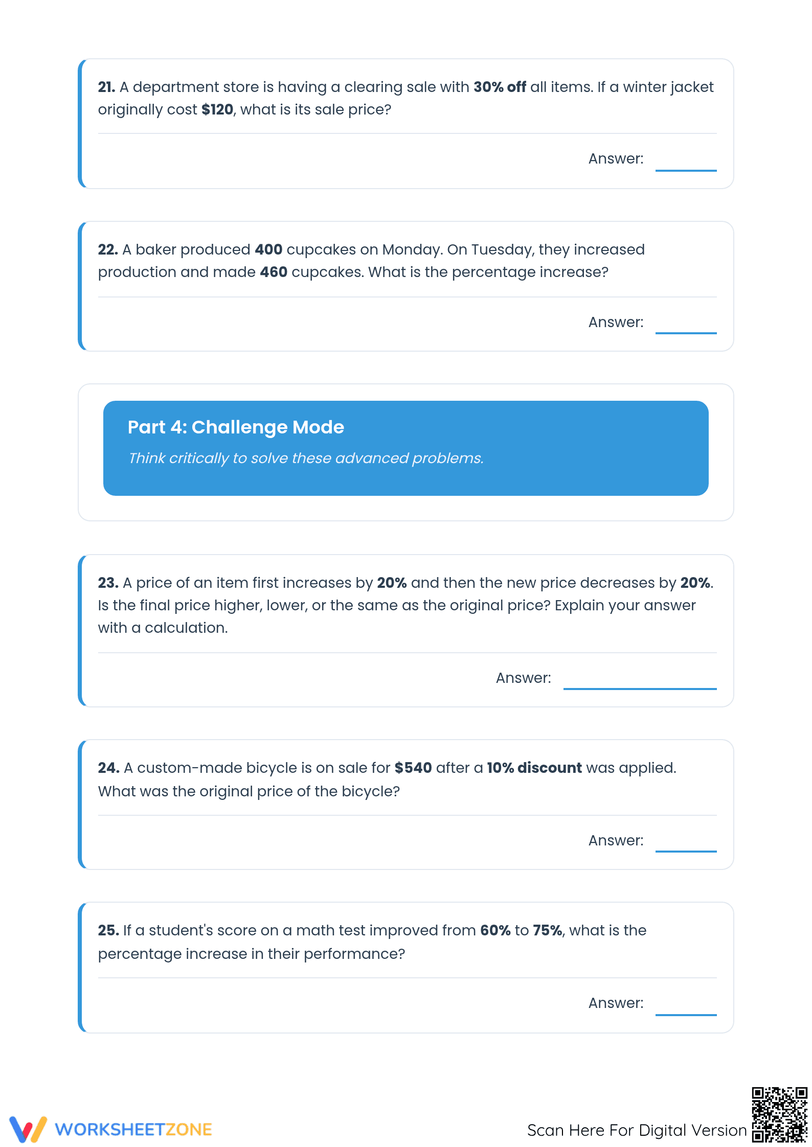 Essential Percent Increase and Decrease Practice — Grade 7 - Page 5