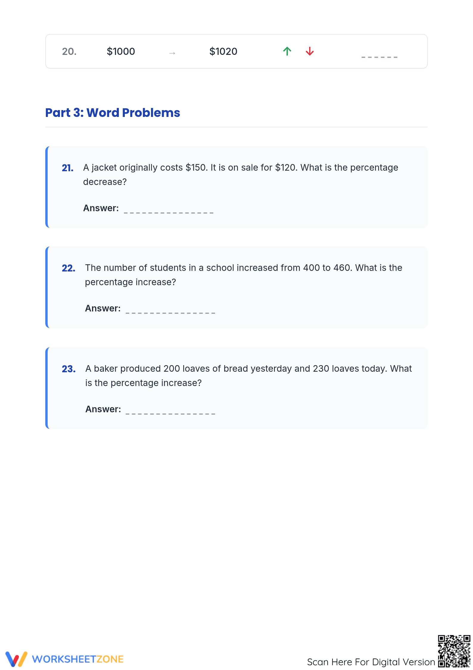 Essential Percent Increase and Decrease Worksheet | Grade 7 - Page 3