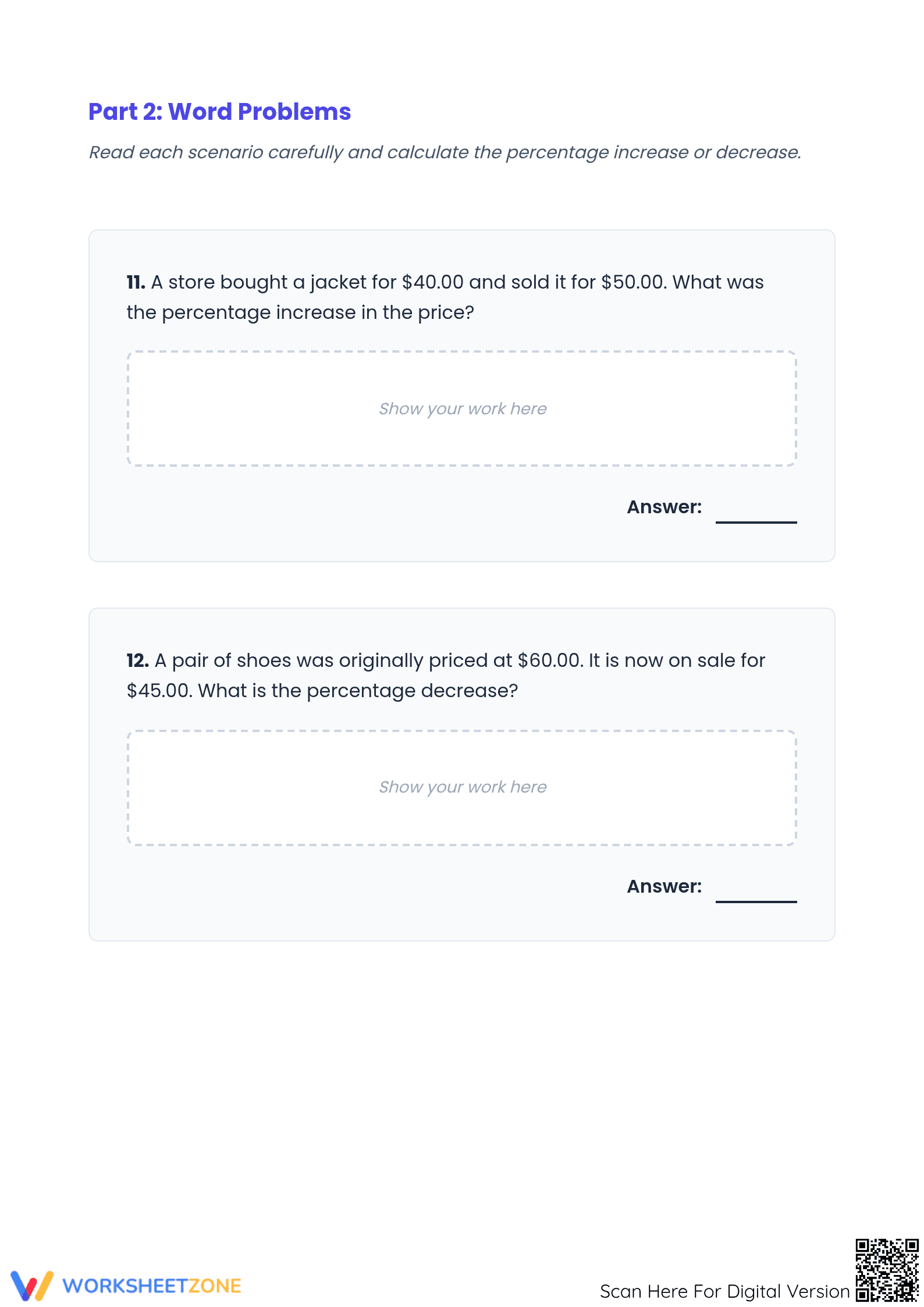 Essential Percent Increase and Decrease Worksheet | Grade 7 - Page 3