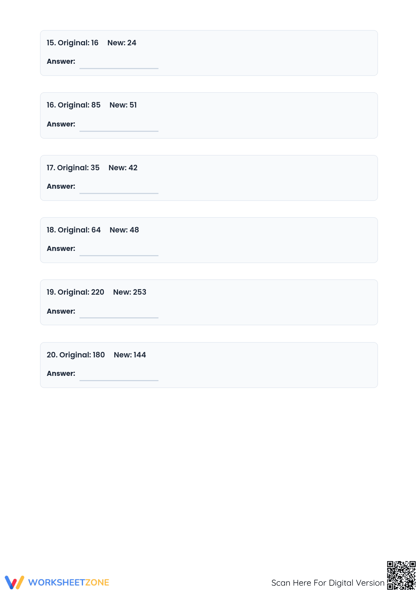Grade 7 Percent Increase and Decrease — Printable Worksheet - Page 3