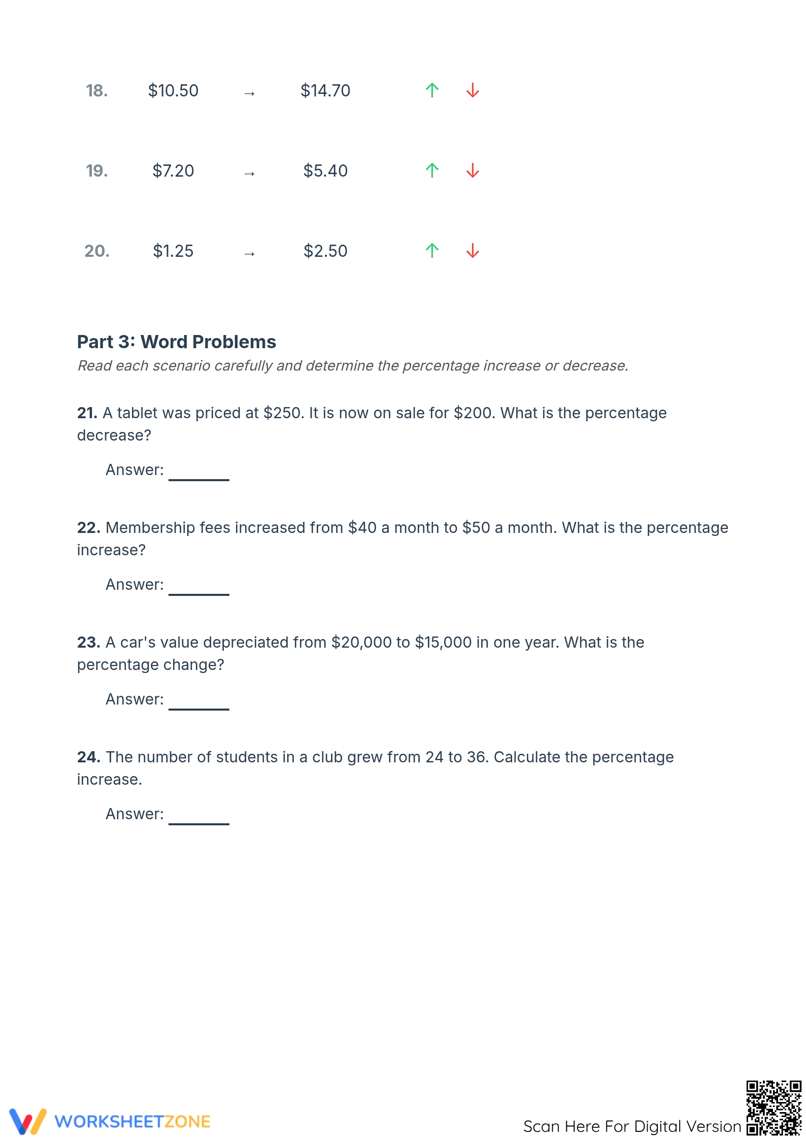 Grade 7 Percent Increase and Decrease — Printable Ready - Page 3