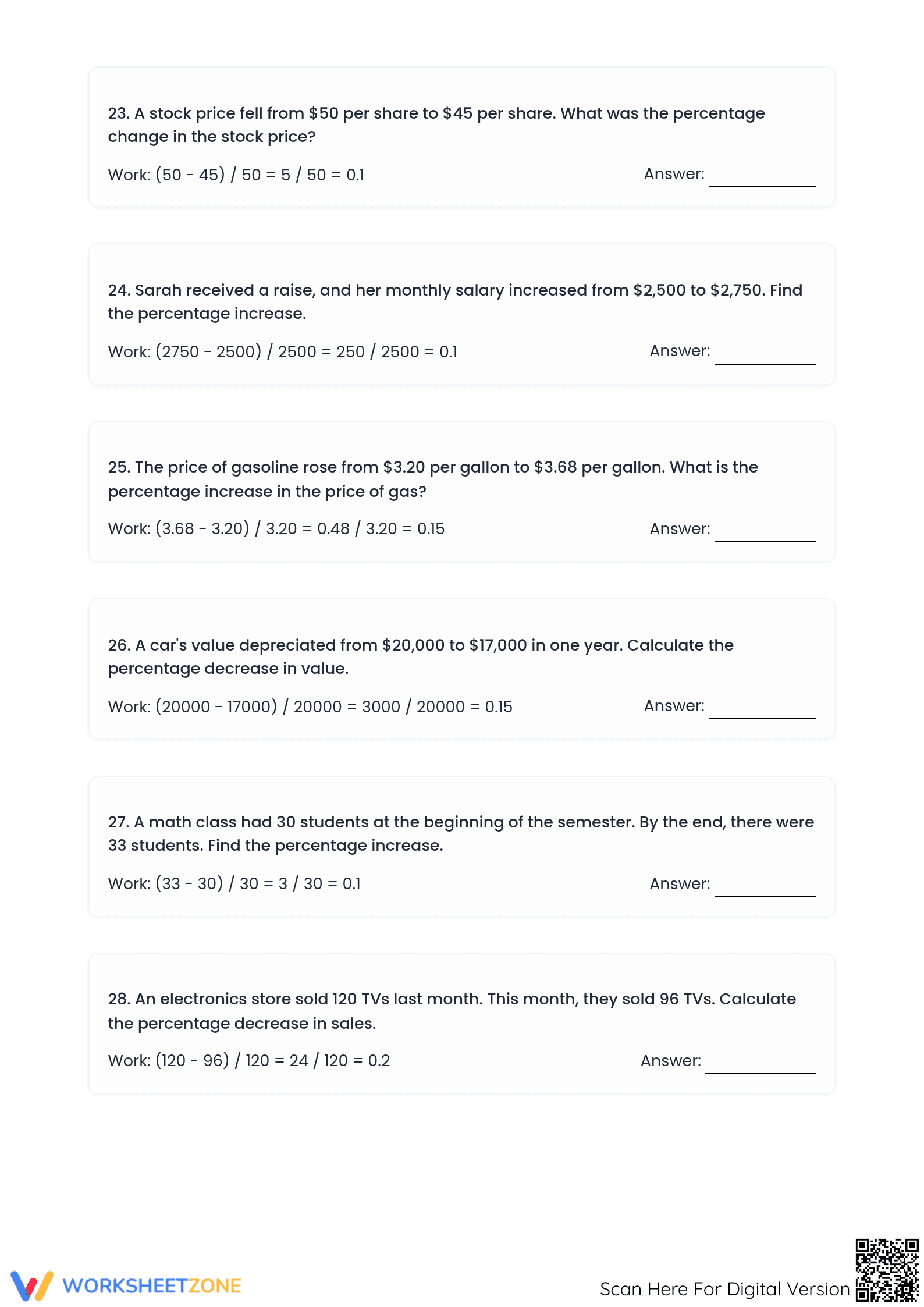 Essential Percent Increase and Decrease | Grade 7 Math - Page 3