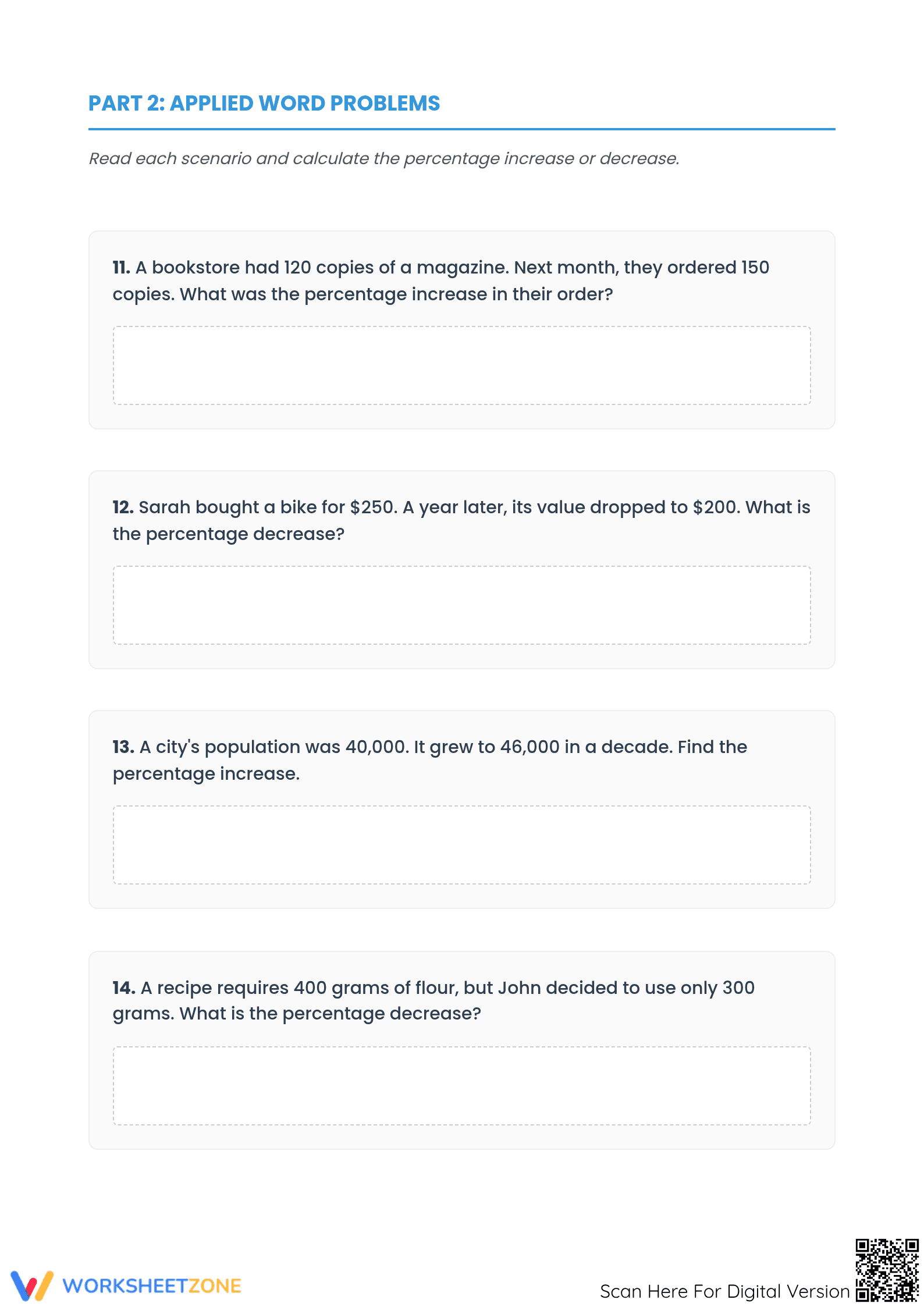 Printable Percent Change Worksheet | Grade 7 Math - Page 3
