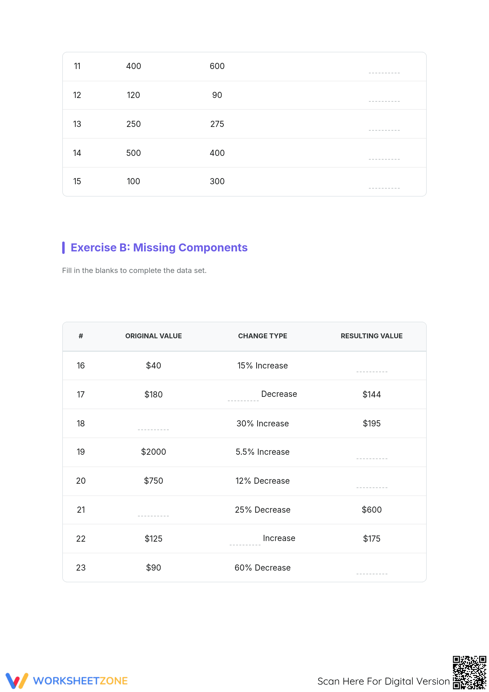 Printable Grade 7 Math: Percent Increase and Decrease Worksheet - Page 2