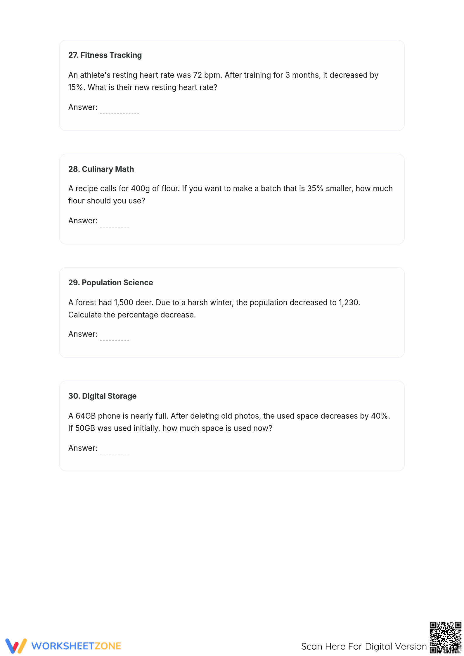 Printable Grade 7 Math: Percent Increase and Decrease Worksheet - Page 4