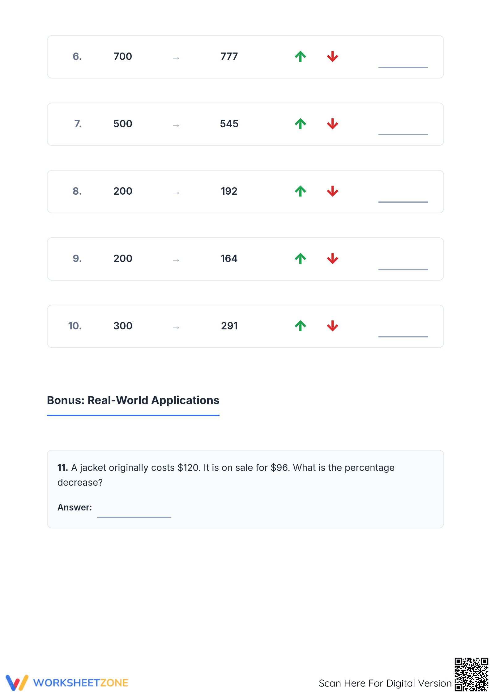 Printable Percent Increase and Decrease Worksheet | Grade 7 - Page 2