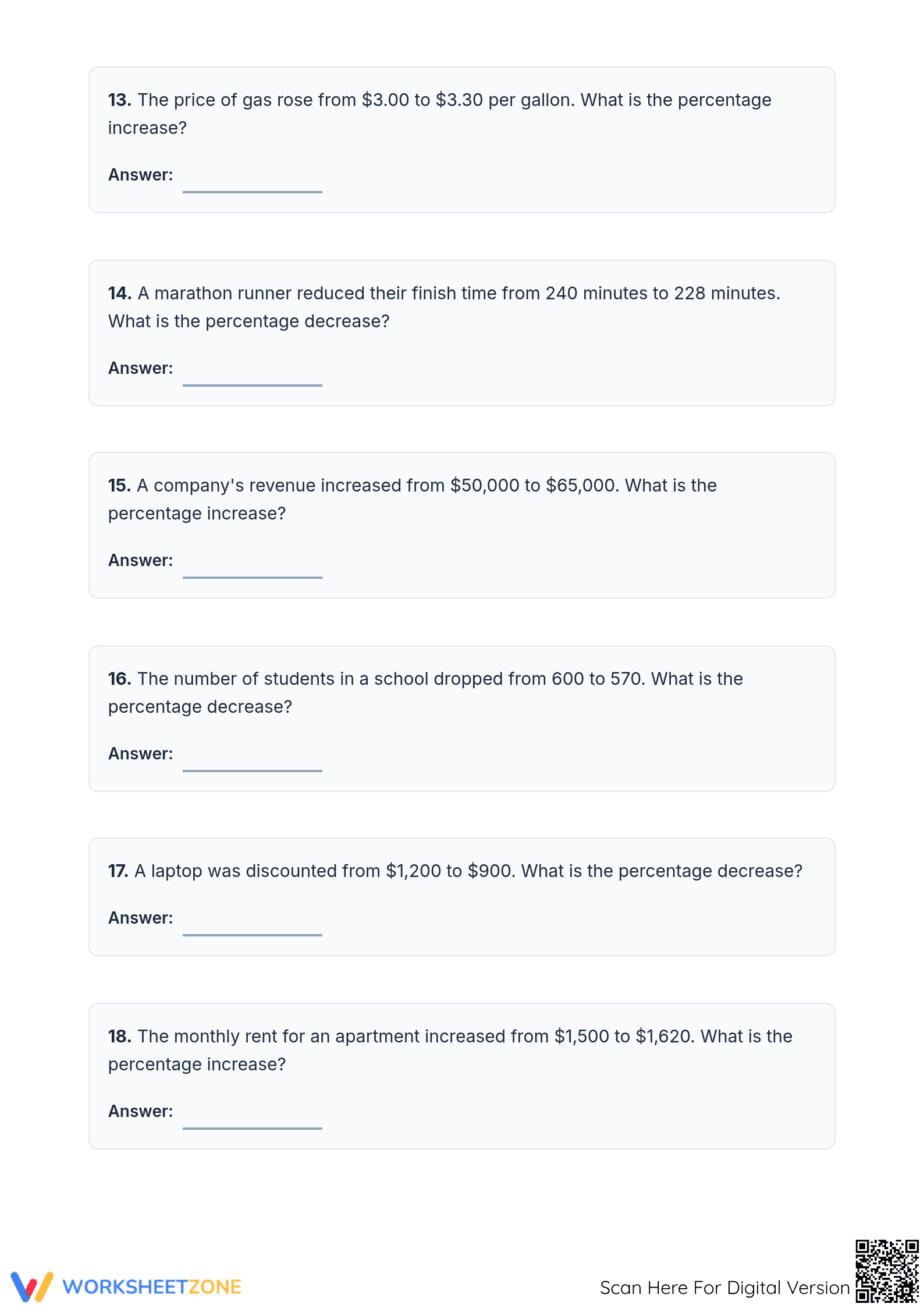 Essential Percent Increase and Decrease Worksheet | Grade 7 - Page 3