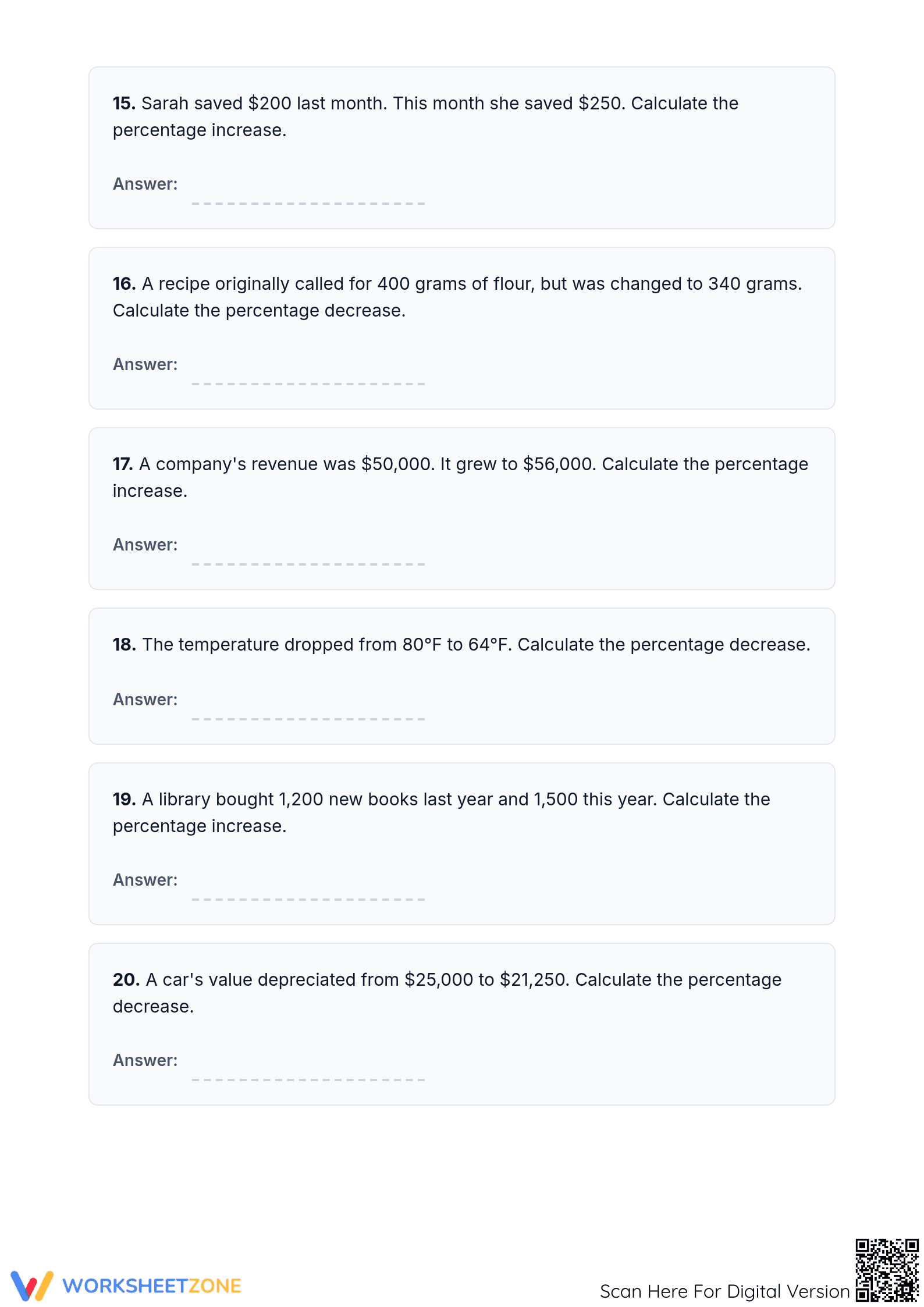 Essential Percent Increase and Decrease Worksheet | Grade 7 - Page 3
