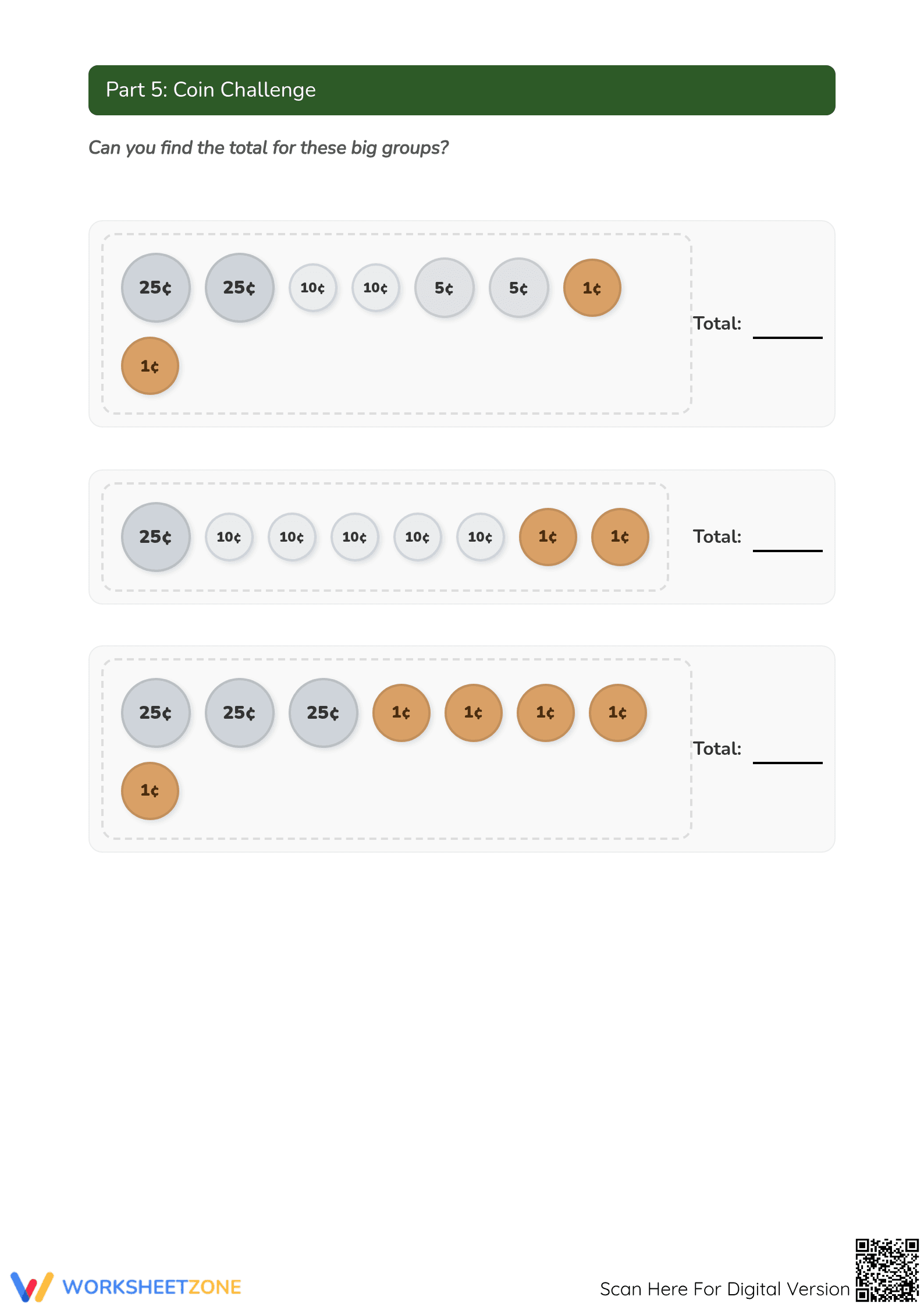 Printable Counting Coins Worksheet | Grade 2 Math - Page 4