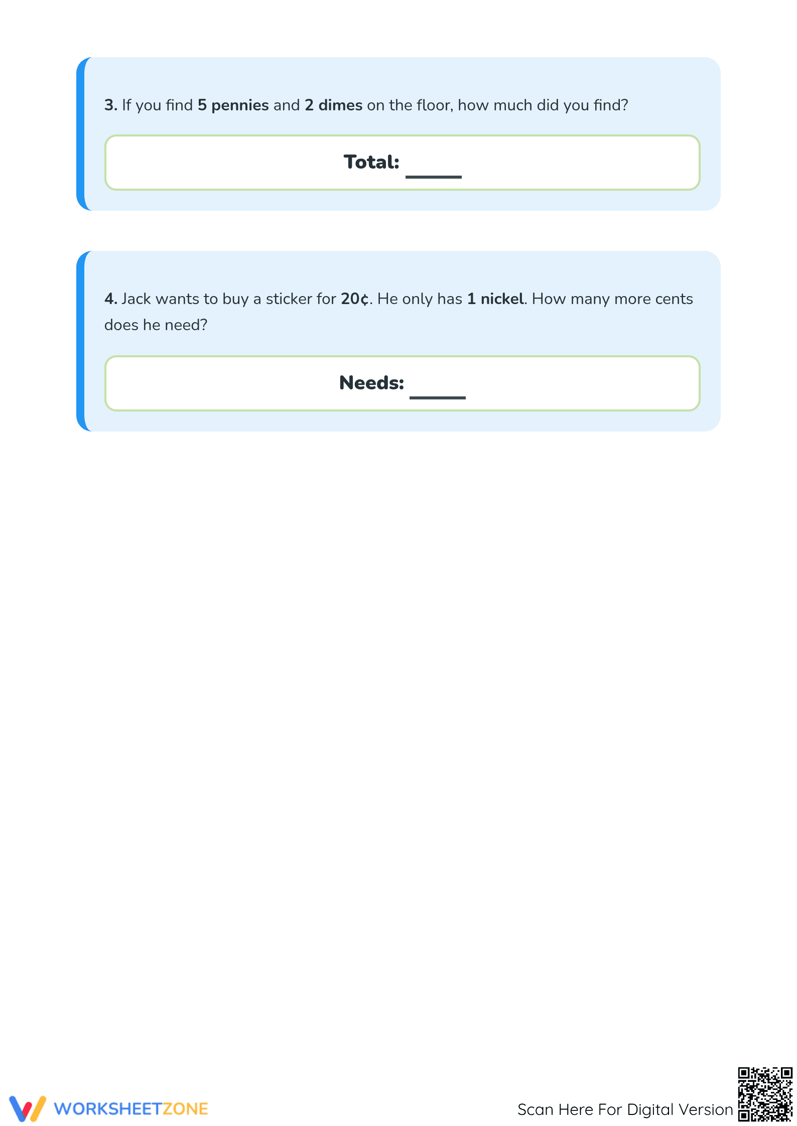 Printable Counting and Comparing Coins for Grade 2 Math - Page 5