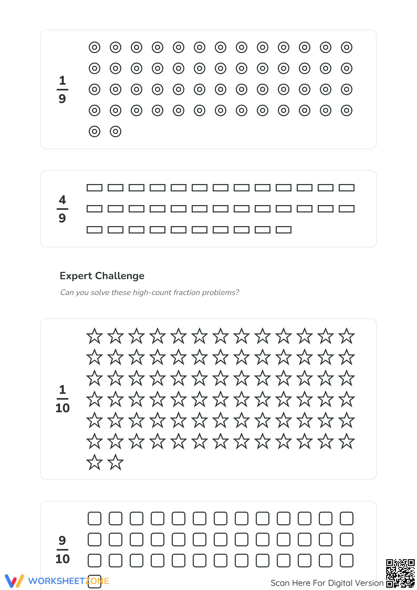 Printable Worksheet: Modeling Fractions with Shapes | Grades 3-5 - Page 4