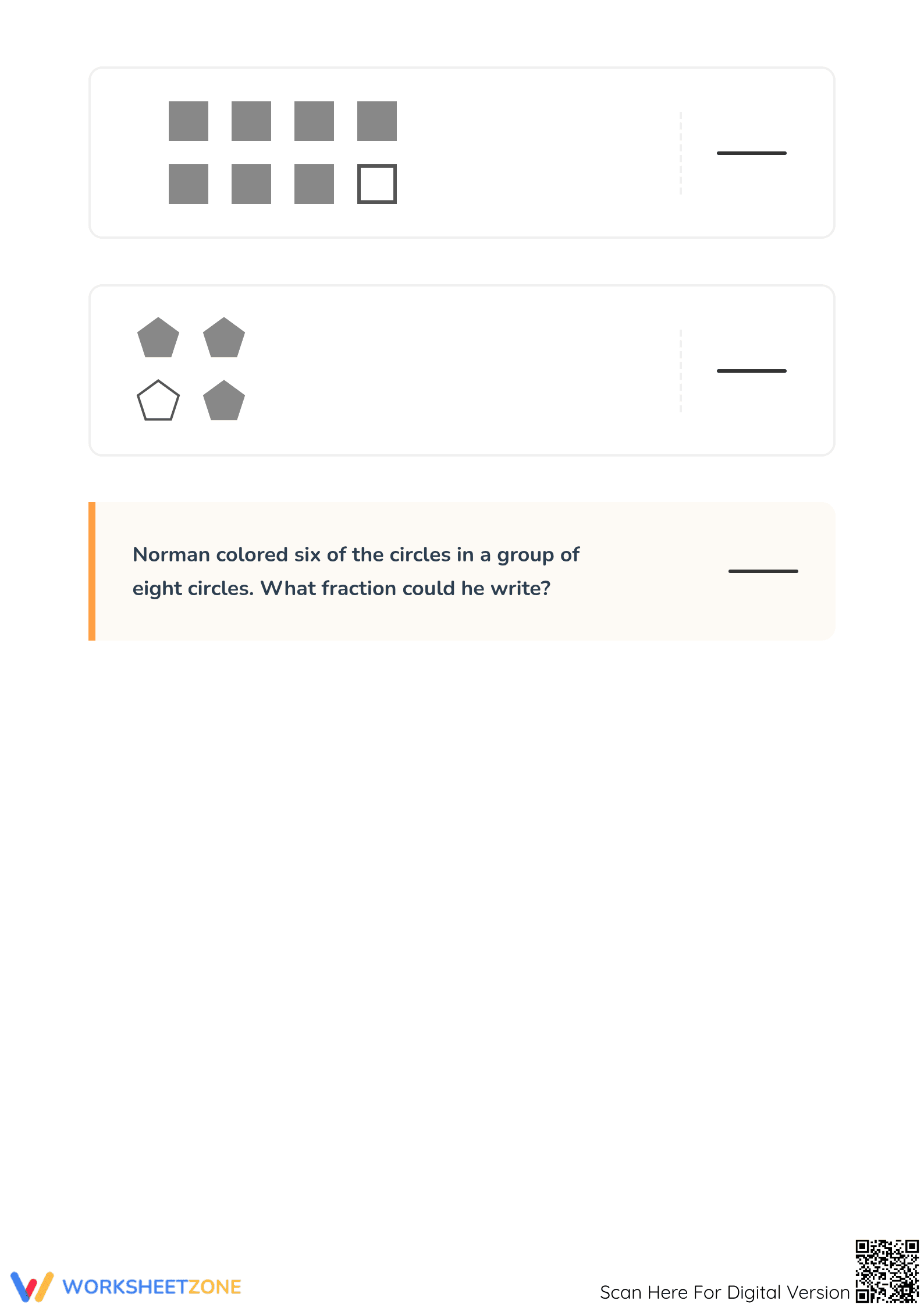 Printable Fractions as Parts of a Group Worksheet | Grade 3 - Page 3