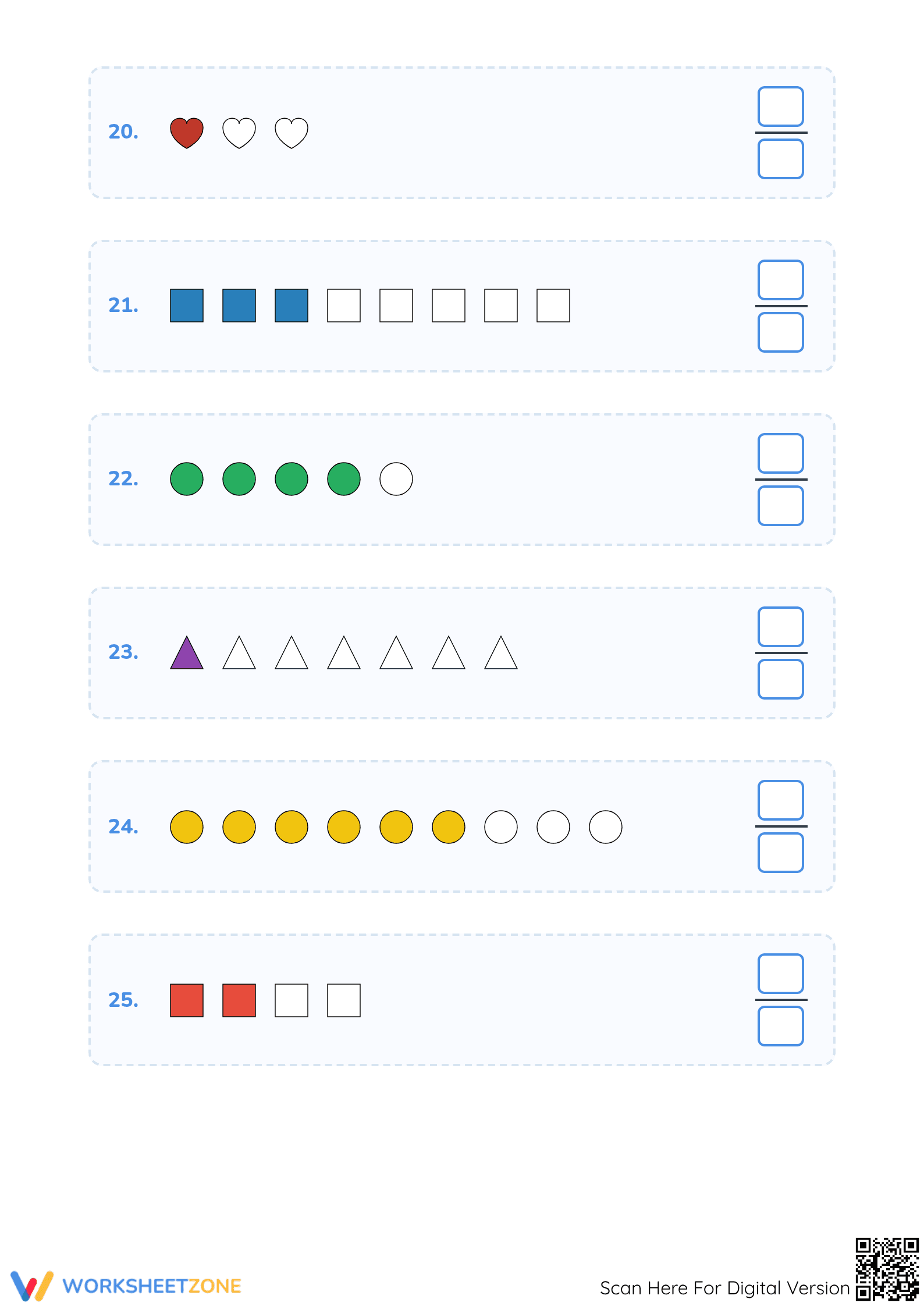 Printable Grade 3: Modeling Fractions with Shapes - Page 5