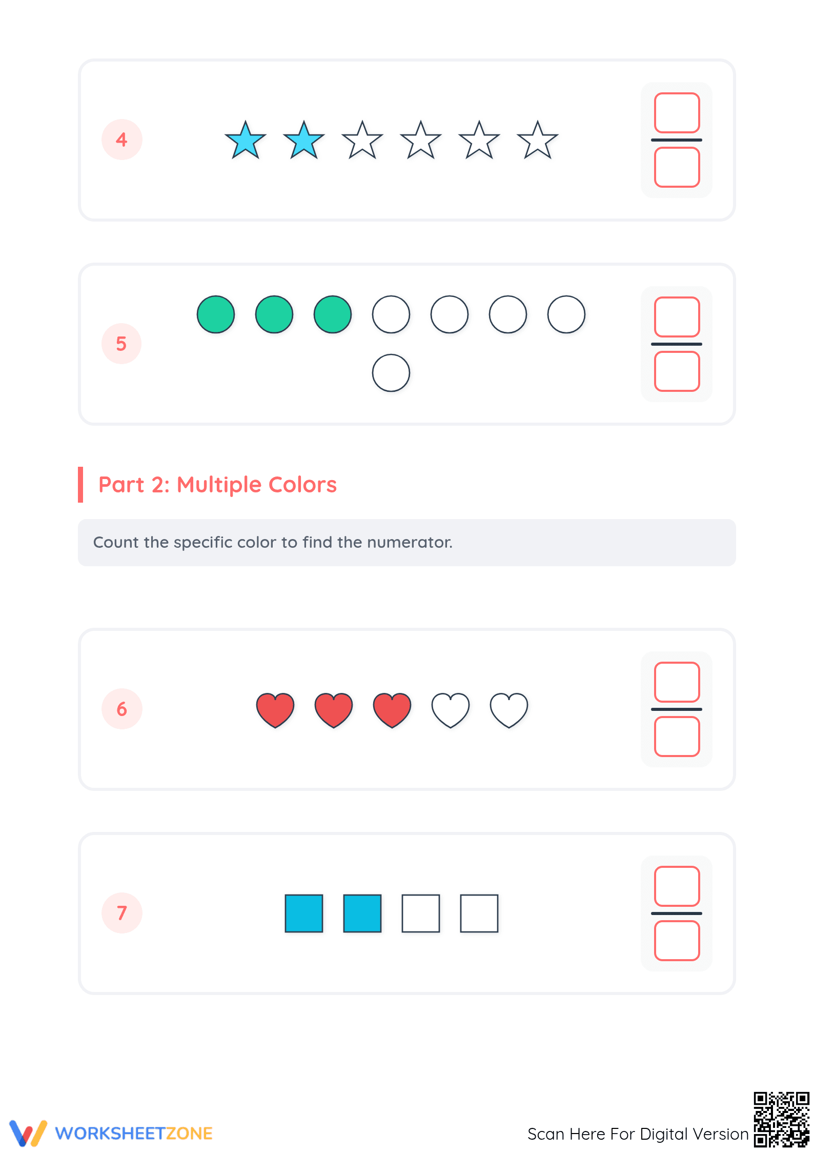 Essential Modeling Fractions with Groups Worksheet | Grade 3 - Page 2