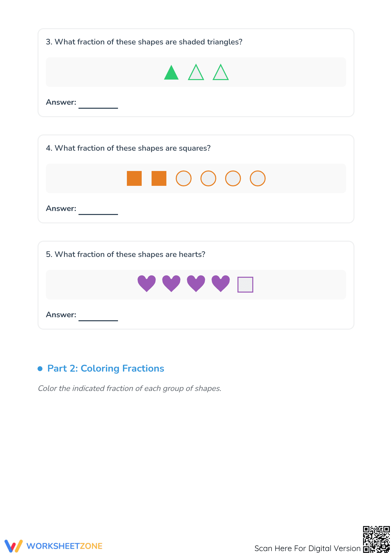 Printable Modeling Fractions Worksheet | Grade 3 Aligned - Page 2
