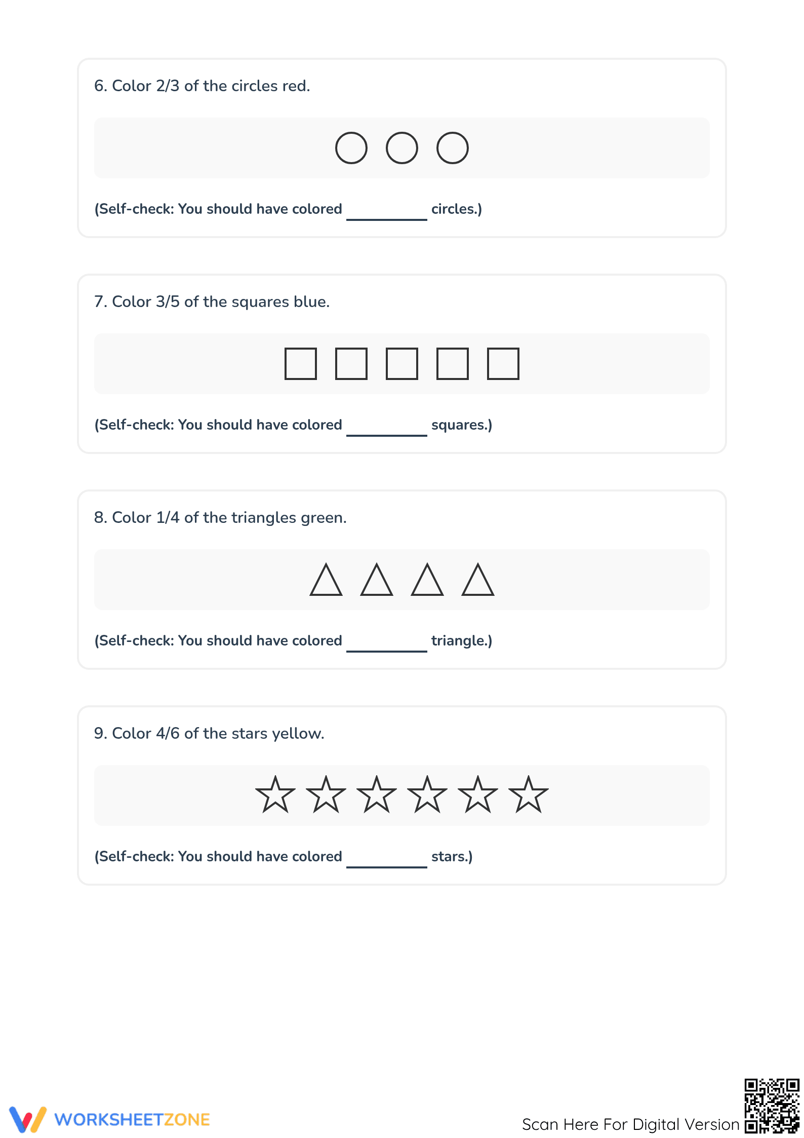 Printable Modeling Fractions Worksheet | Grade 3 Aligned - Page 3