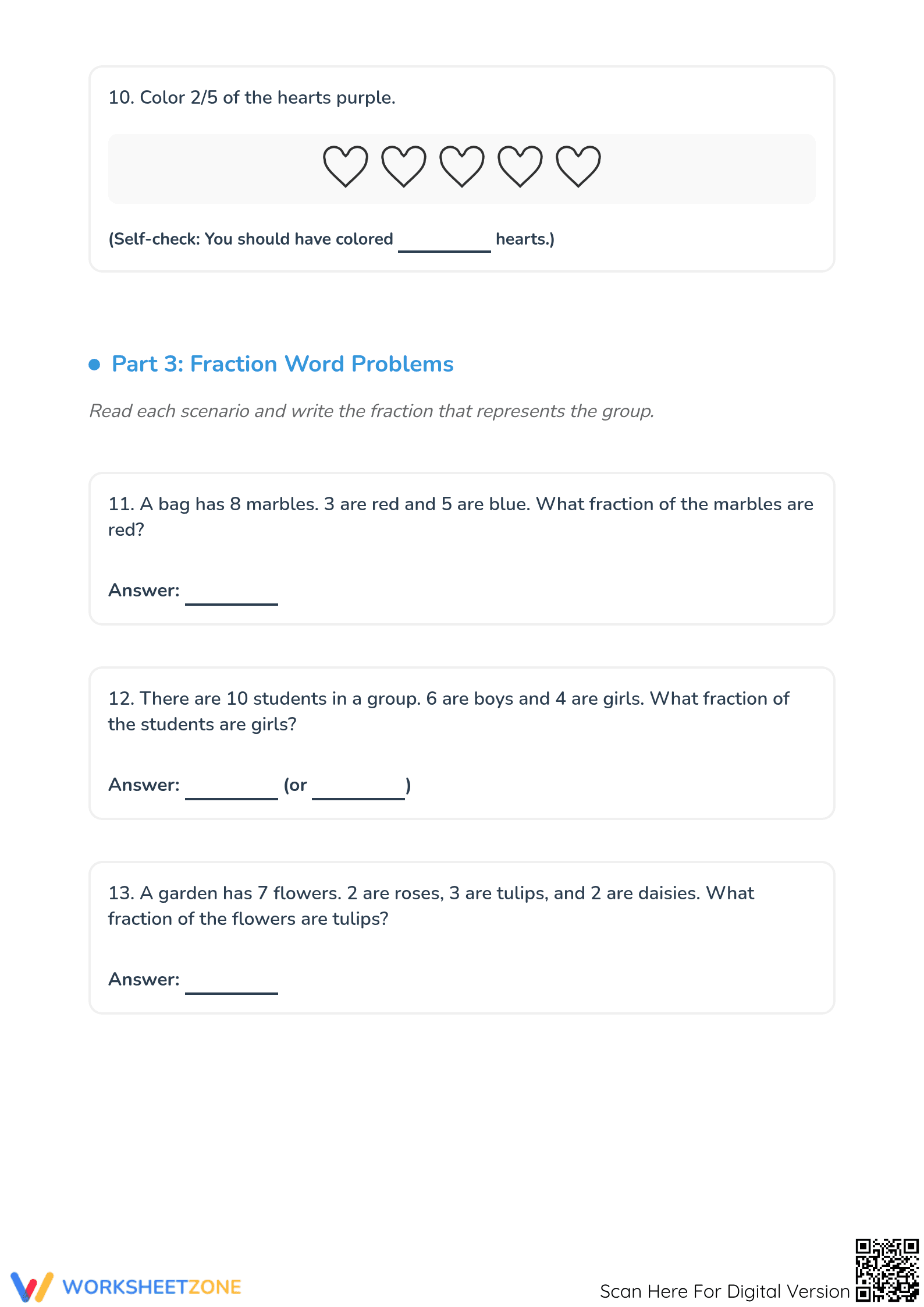 Printable Modeling Fractions Worksheet | Grade 3 Aligned - Page 4