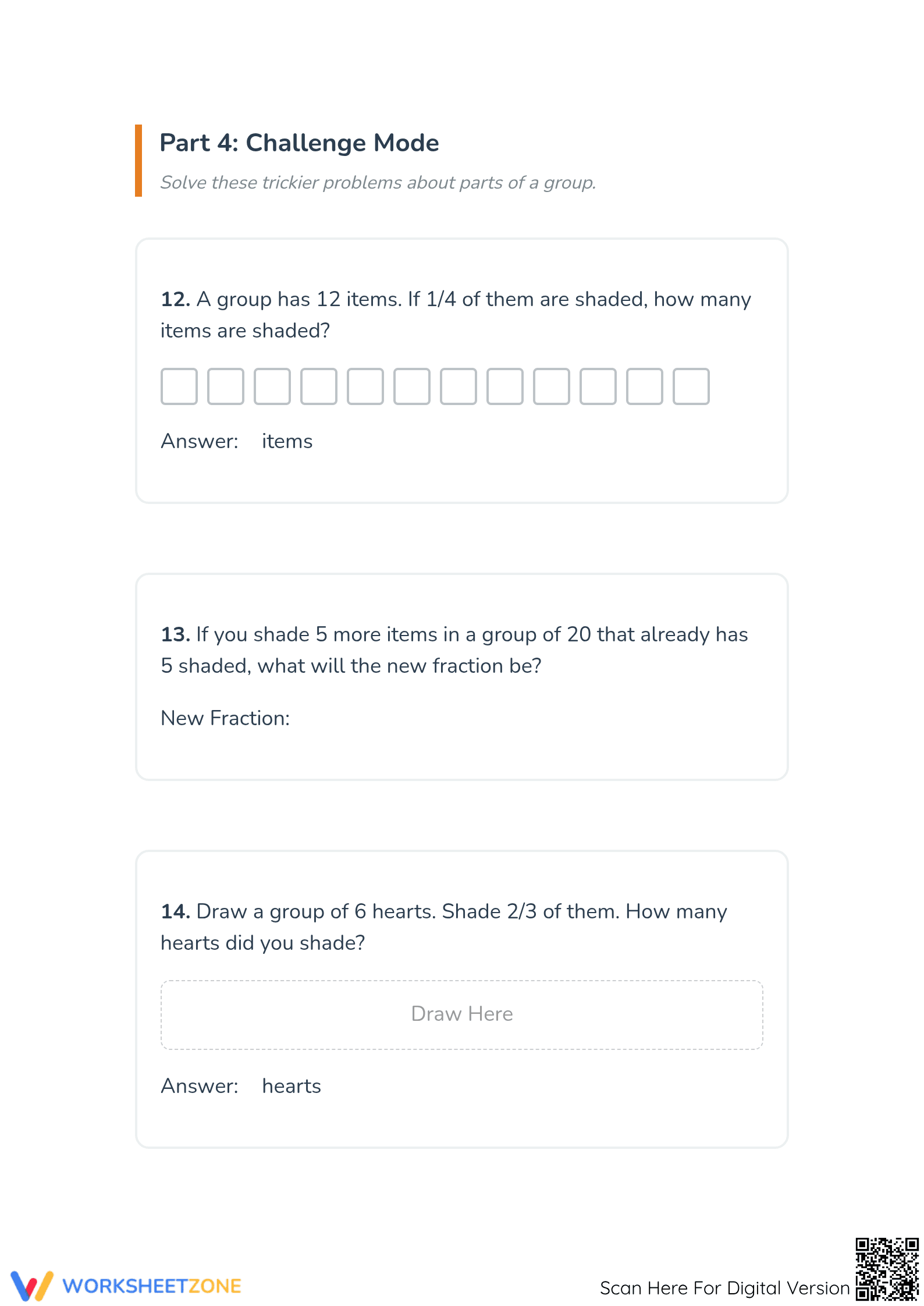 Printable Modeling Fractions with Groups Worksheet | Grade 3 - Page 5
