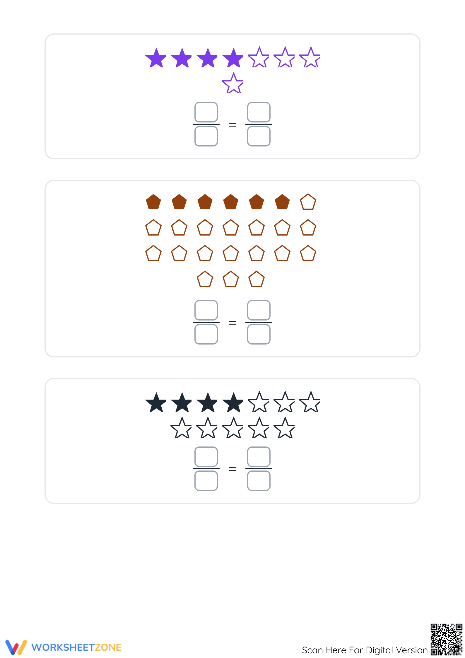 Printable Modeling Fractions and Simplification Worksheet - Page 2