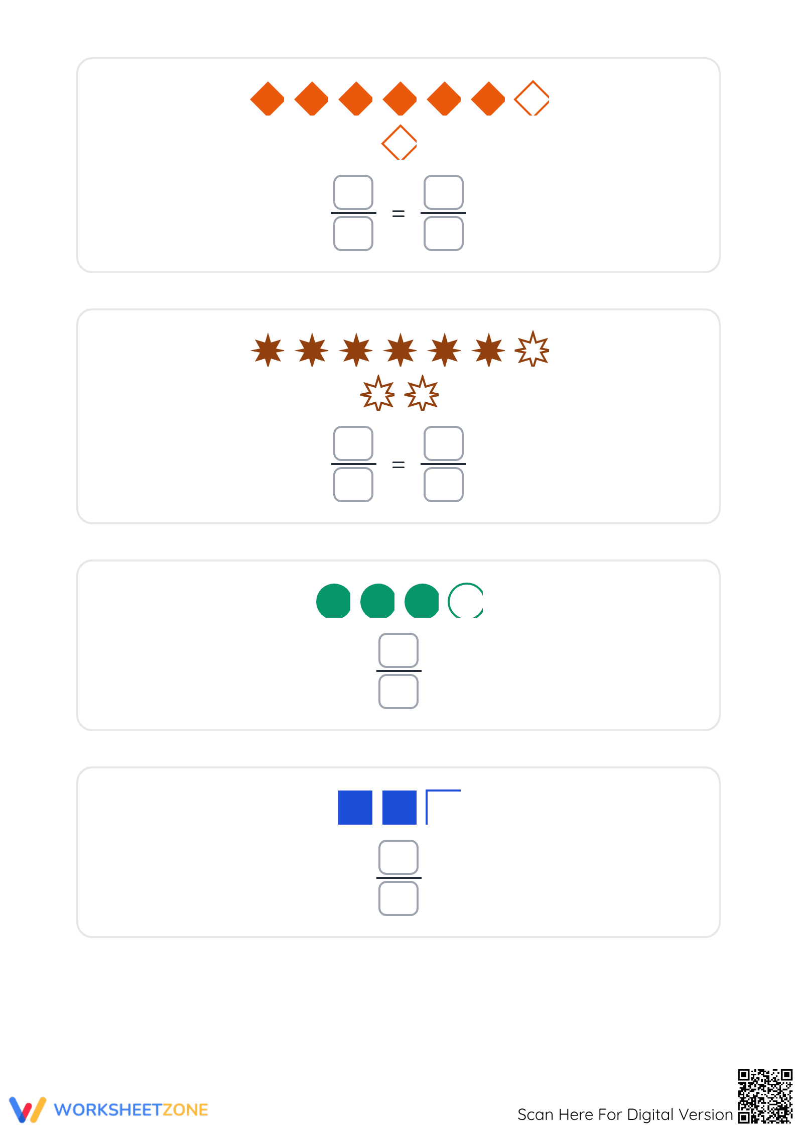 Printable Modeling Fractions and Simplification Worksheet - Page 3
