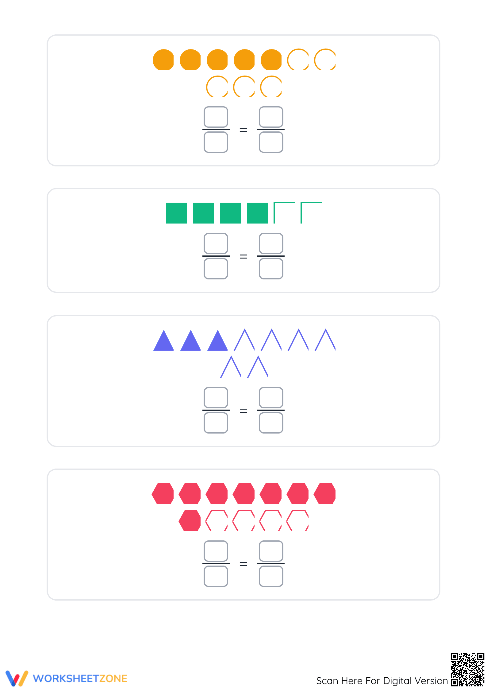 Printable Modeling Fractions and Simplification Worksheet - Page 4