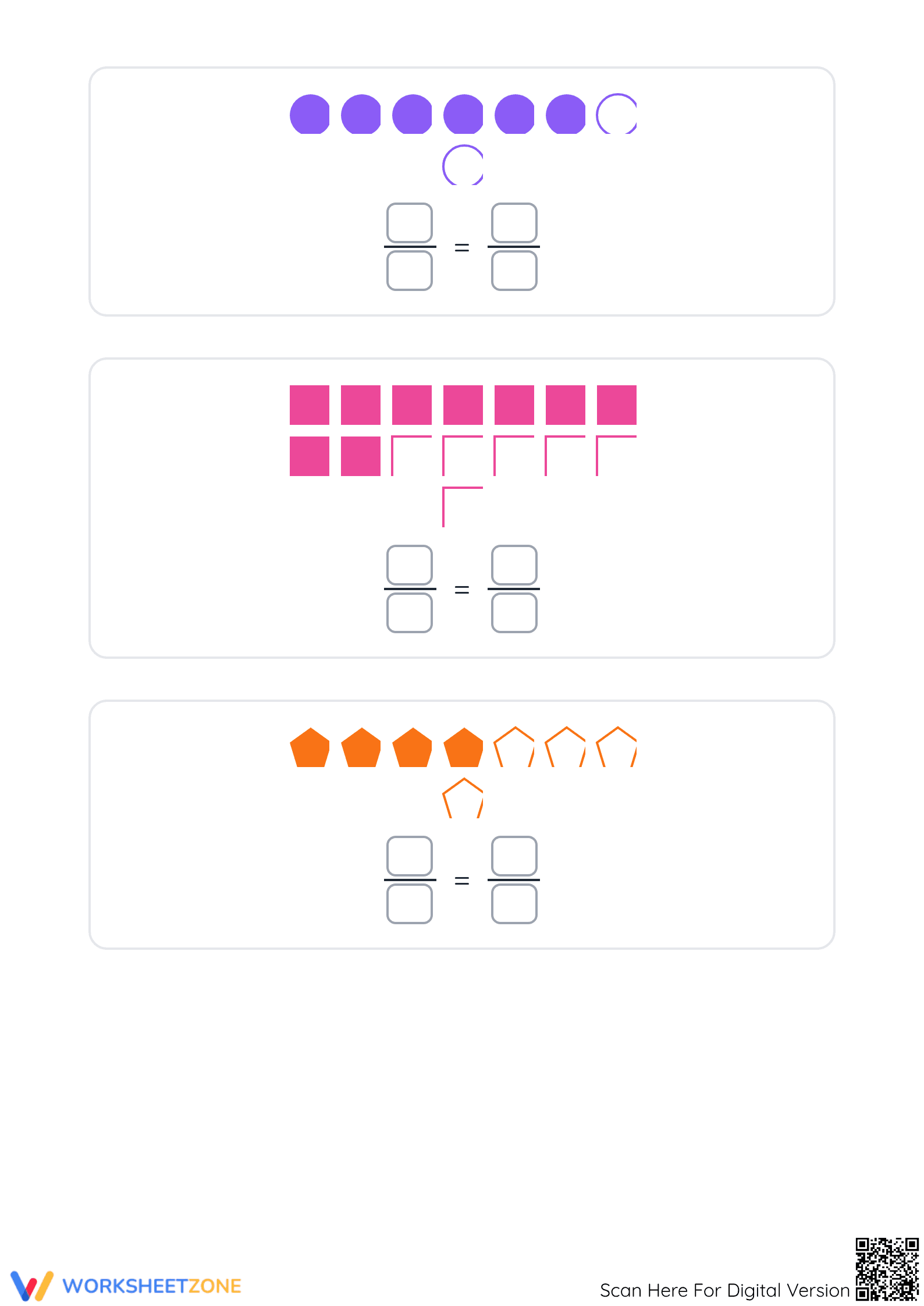 Printable Modeling Fractions and Simplification Worksheet - Page 5