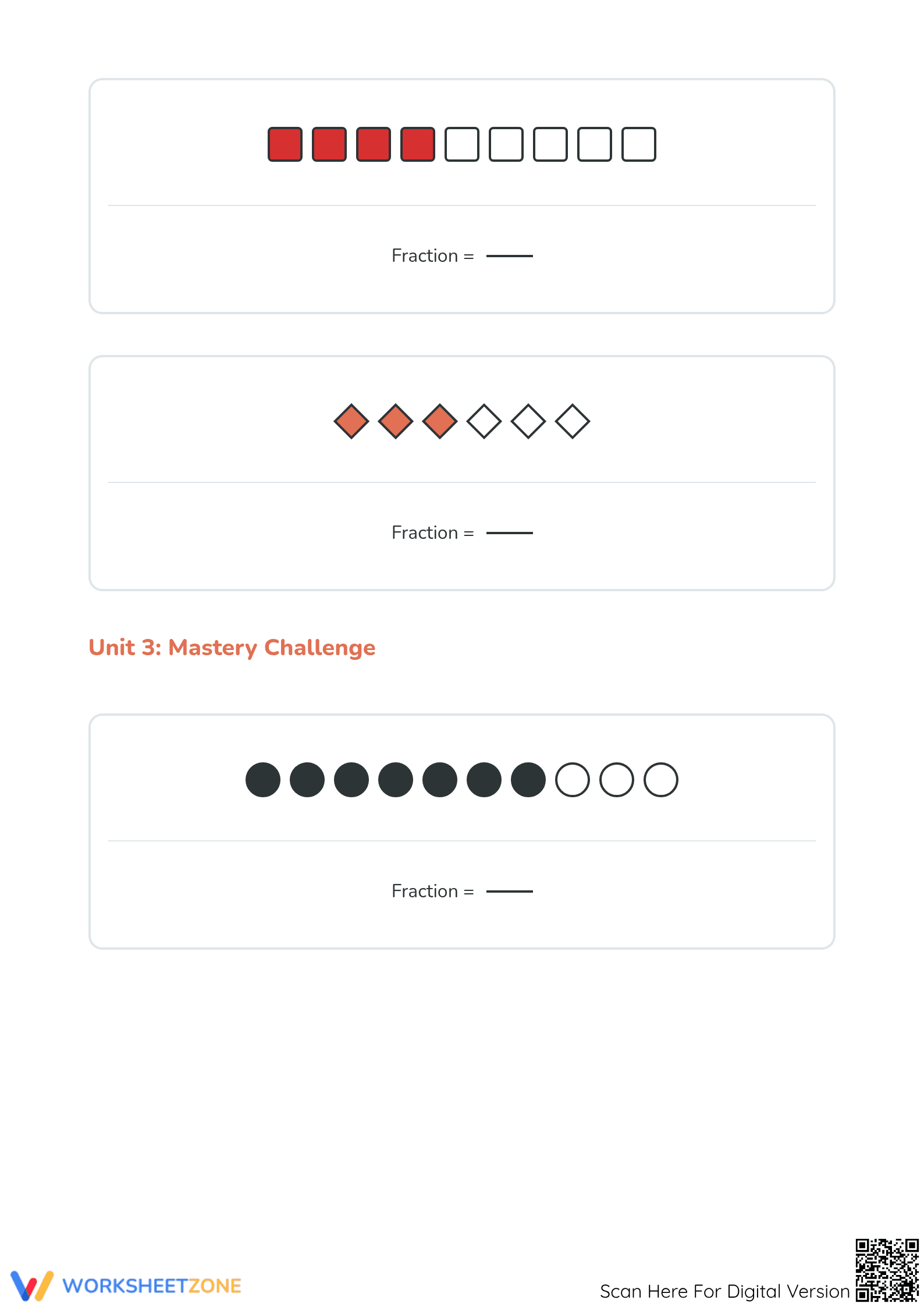 Modeling Fractions Worksheet | Printable Grade 3 Math - Page 3
