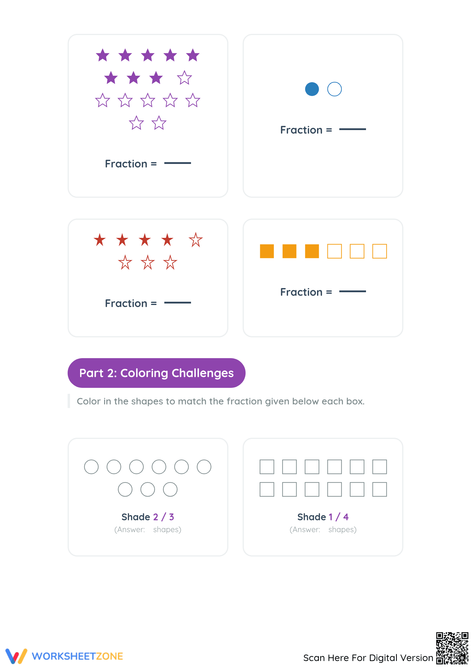 Printable Parts of a Group Fraction Worksheet | Grades 3-5 - Page 2
