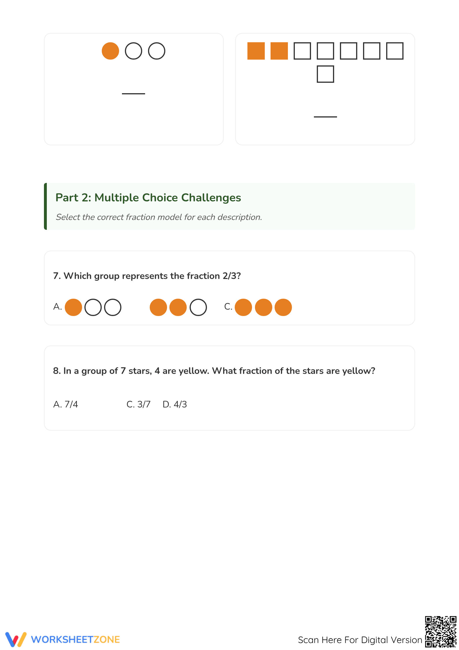 Essential Modeling Fractions with Groups of Shapes | Grade 3 - Page 2