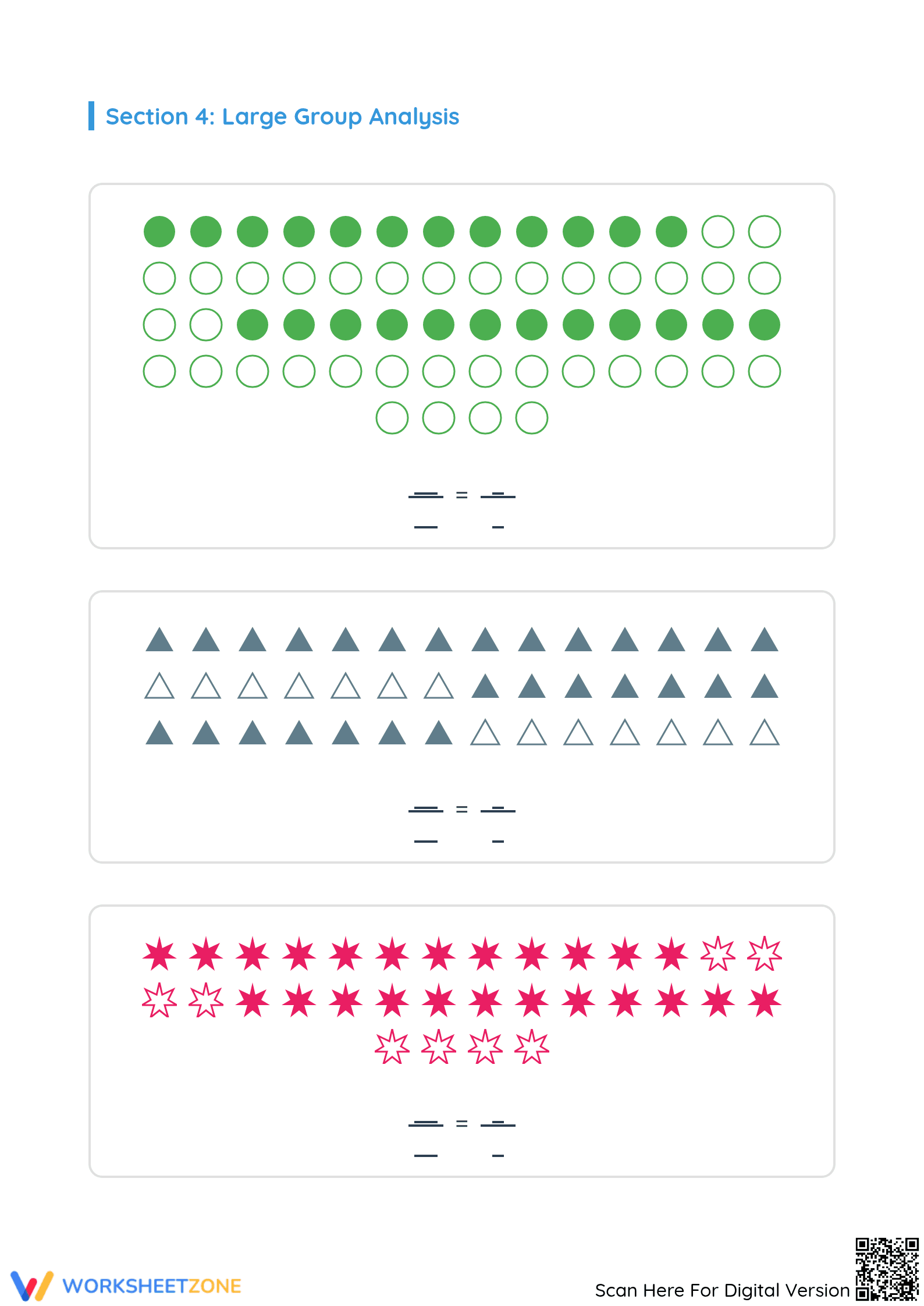 Essential Modeling Fractions with Groups of Shapes Worksheet - Page 5