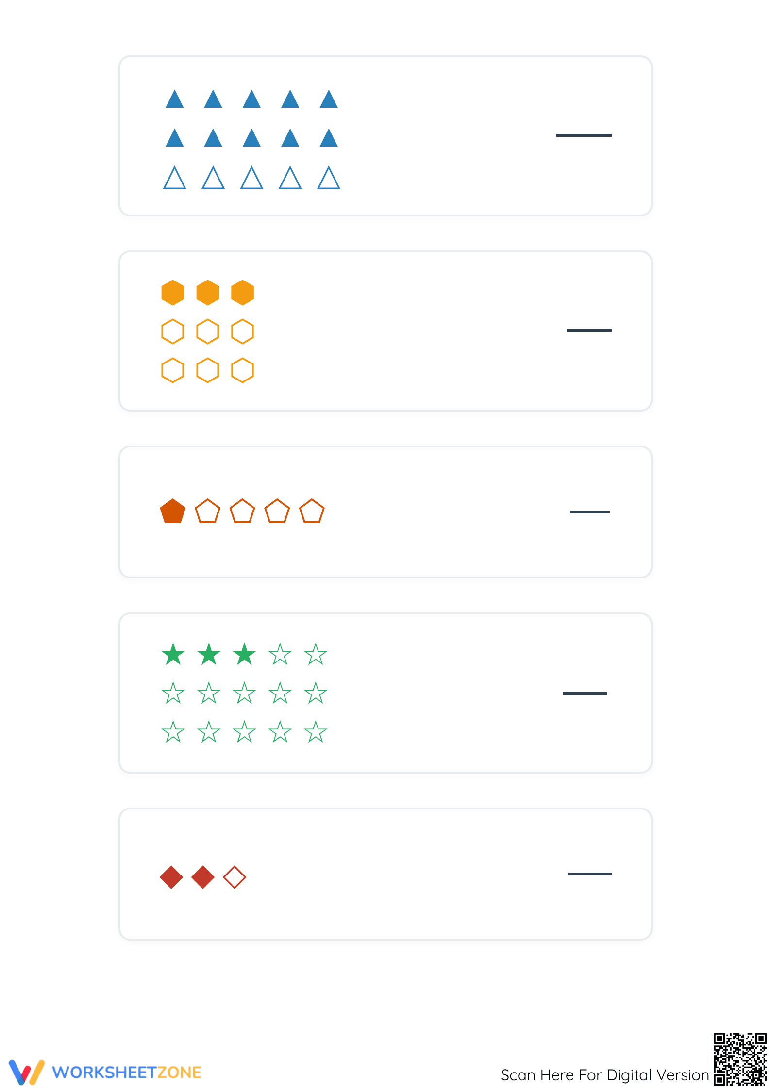 Printable Modeling Fractions with Groups of Shapes | Grade 3 - Page 2