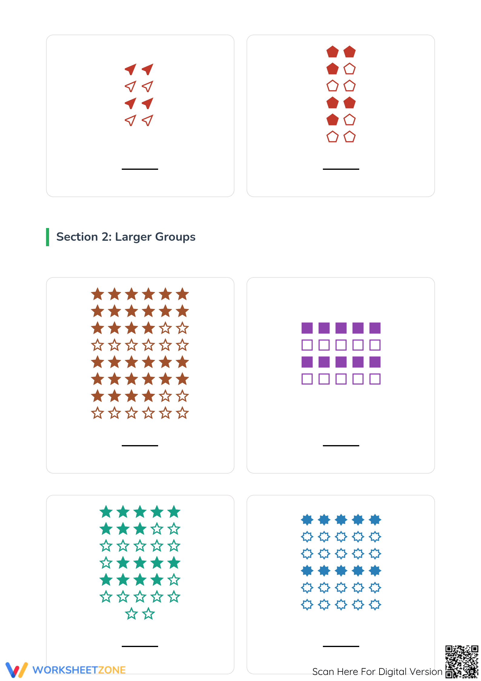 Printable Fractions of a Group Worksheet | Grade 3 Math - Page 2