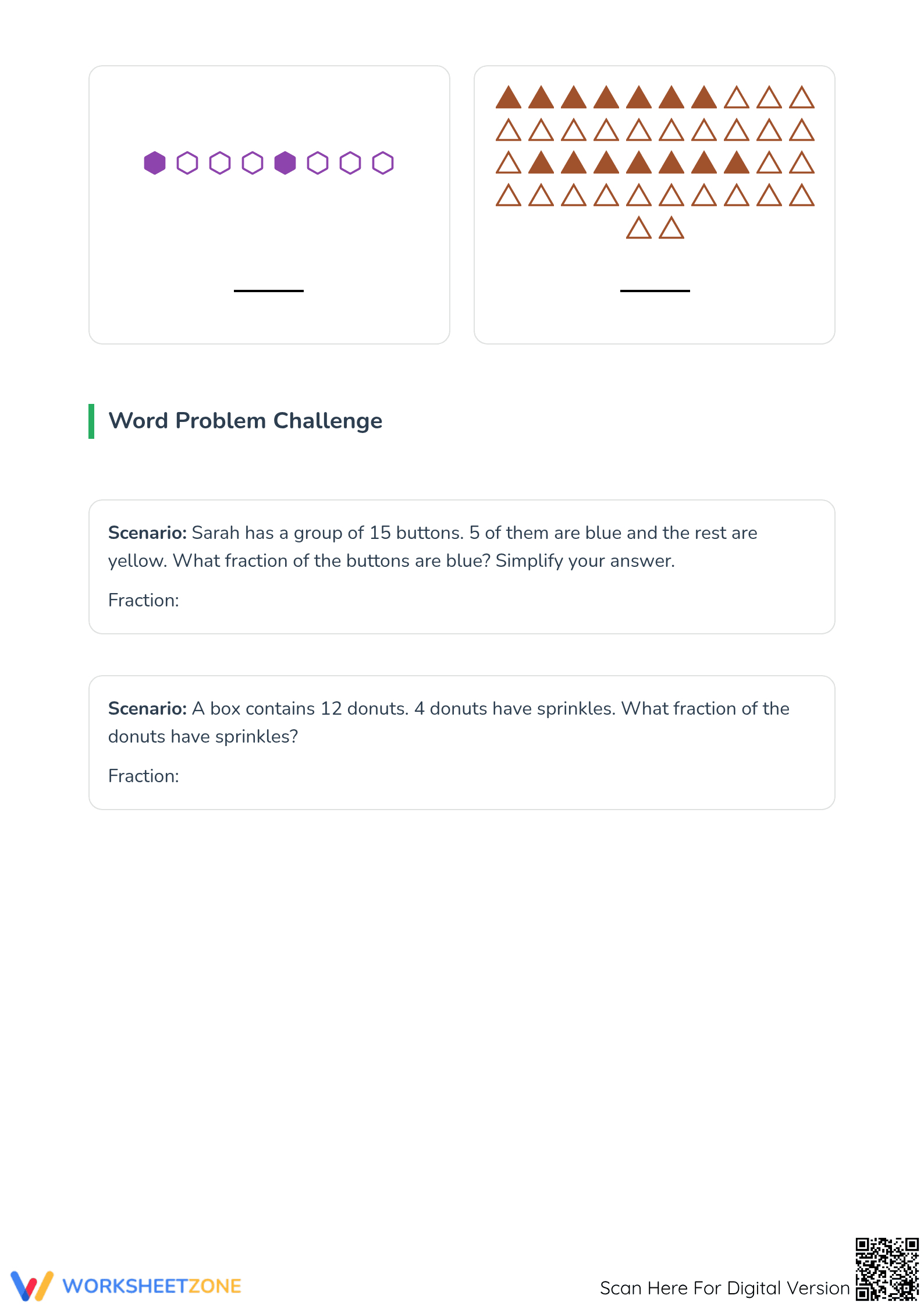 Printable Fractions of a Group Worksheet | Grade 3 Math - Page 4