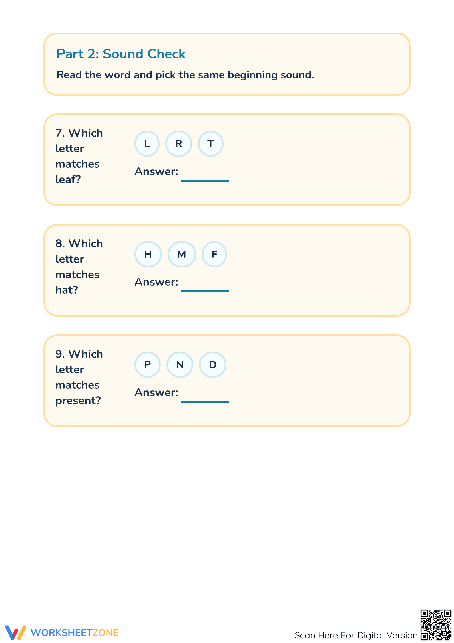 Printable Beginning Letter Sounds Worksheet | Preschool ELA - Page 3