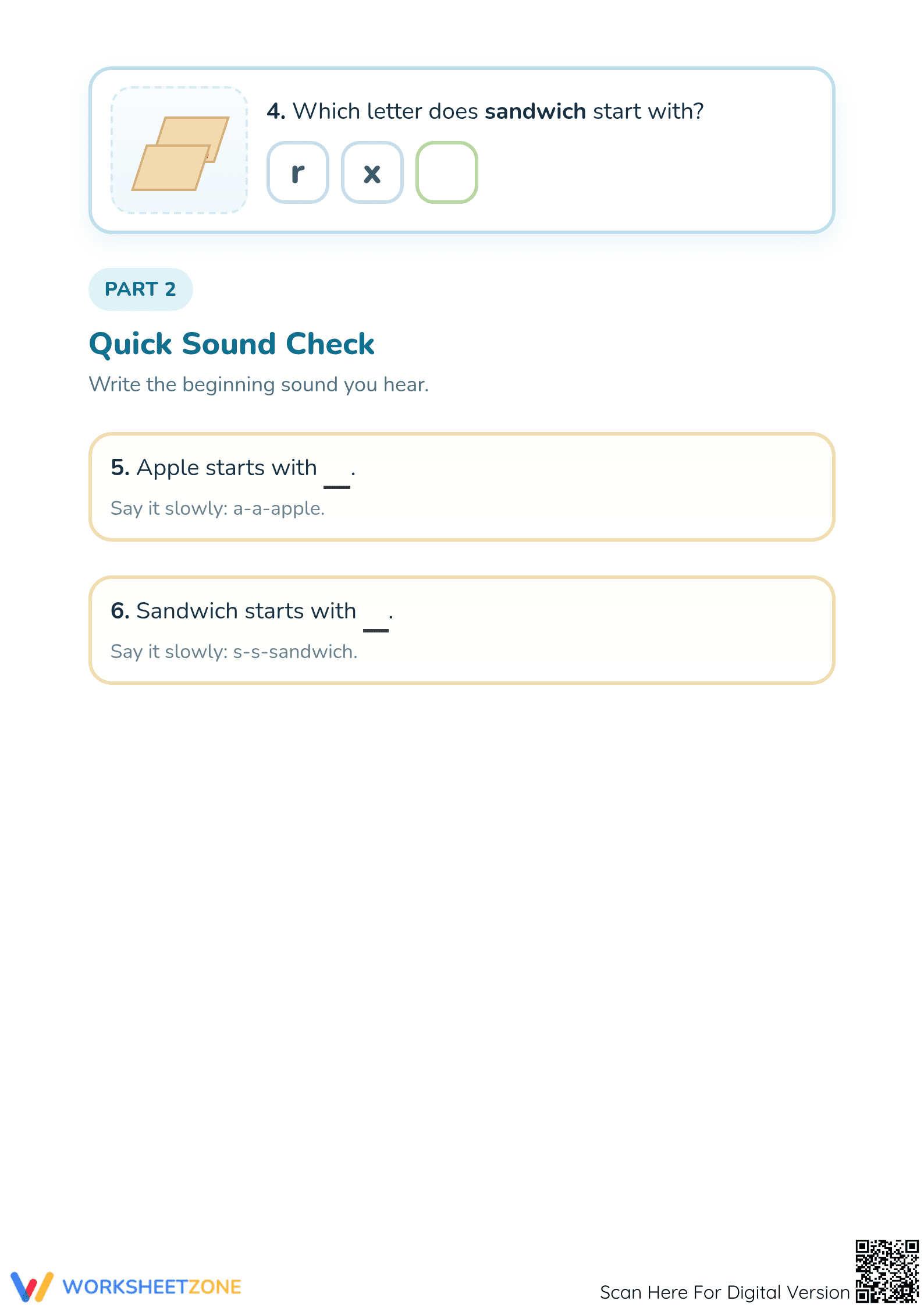 Printable Beginning Sounds Worksheet | Preschool Phonics - Page 2