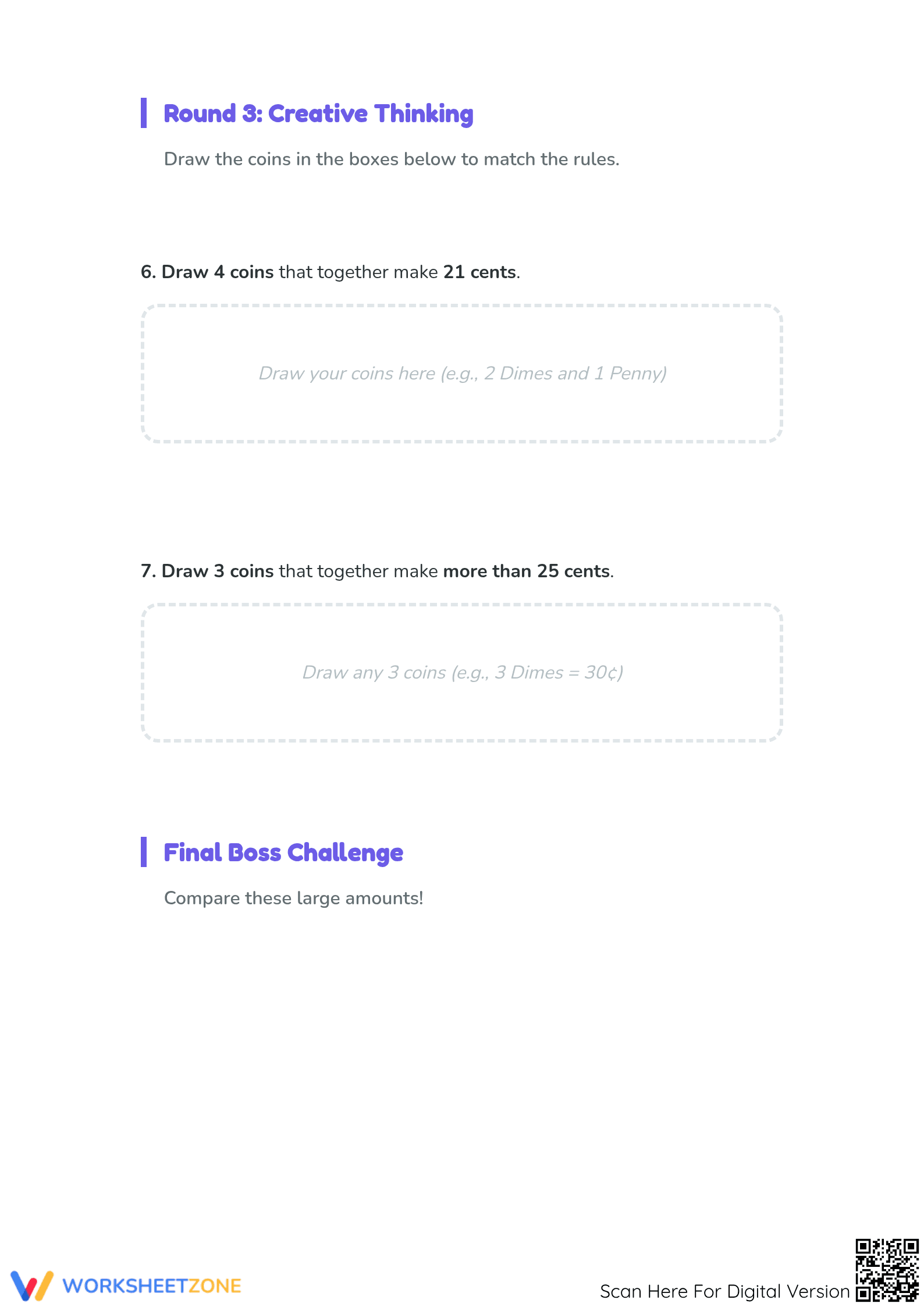 Printable Money Comparison Worksheet | Grade 2 Math - Page 3