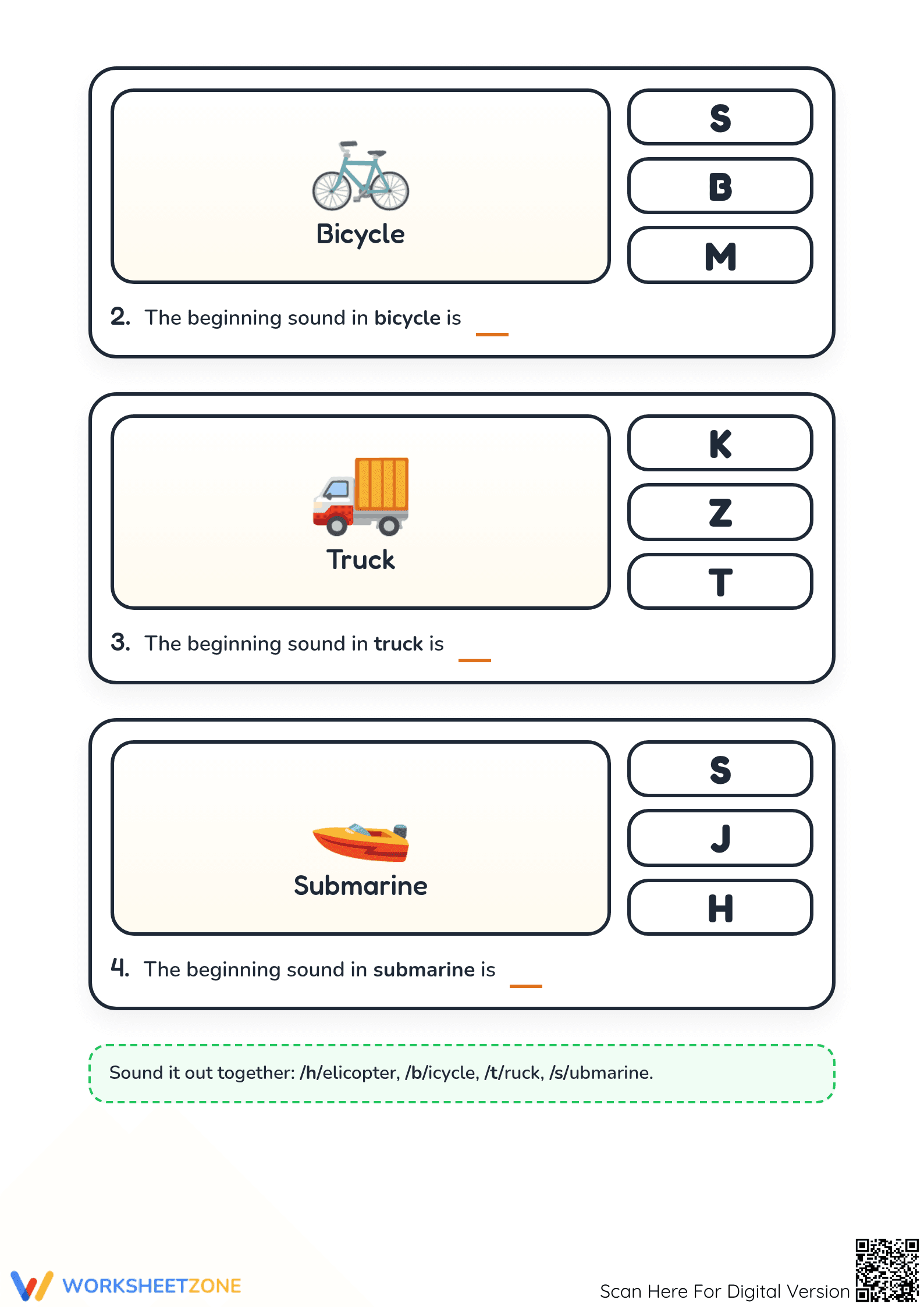 Printable Beginning Sounds Worksheet | Grade K-1 Phonics - Page 2