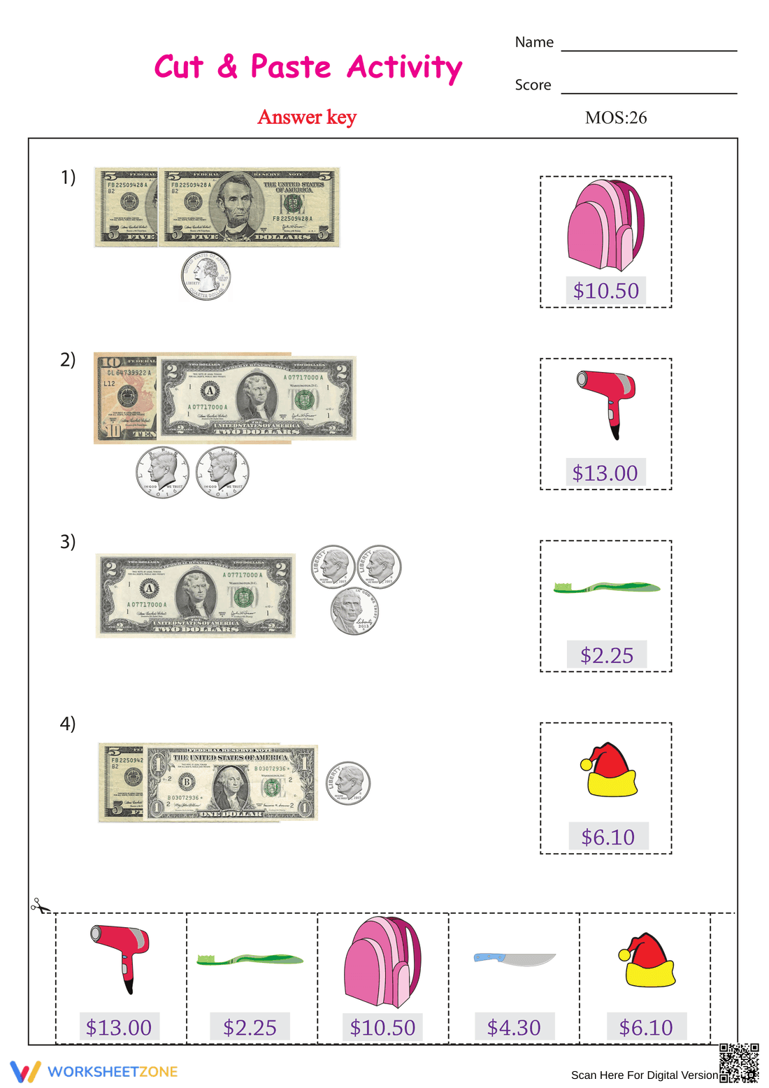 Cut and Paste Matching Money - Page 2